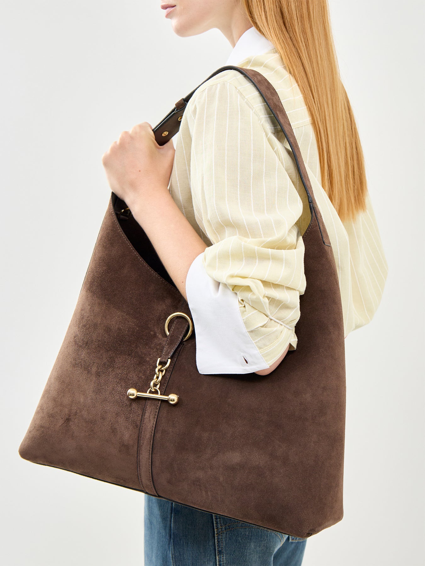 Kite Hobo Suede Tote Bag Brown