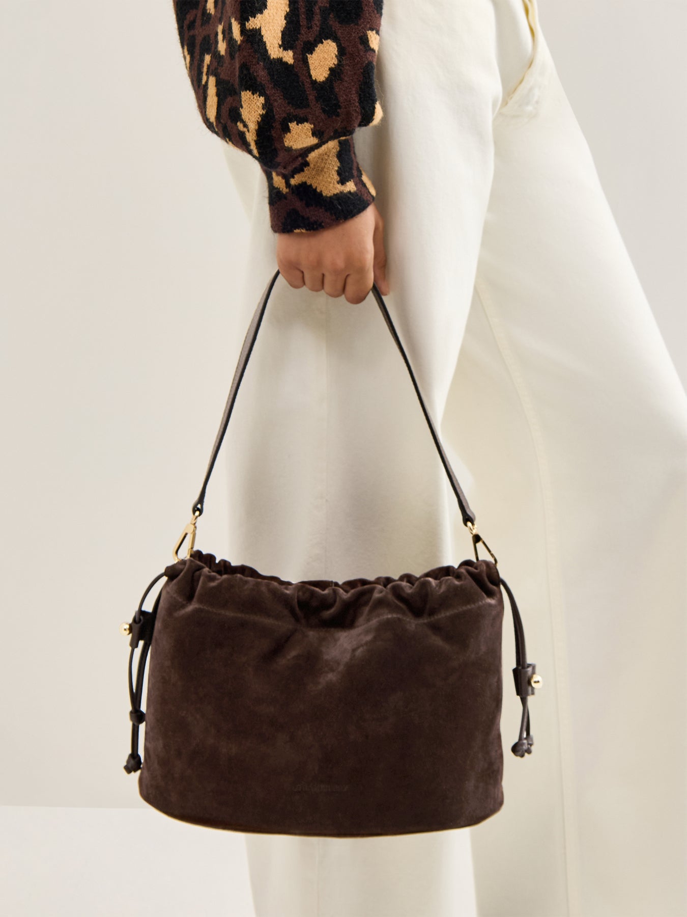Charlotte Midi Suede Bag Chocolate