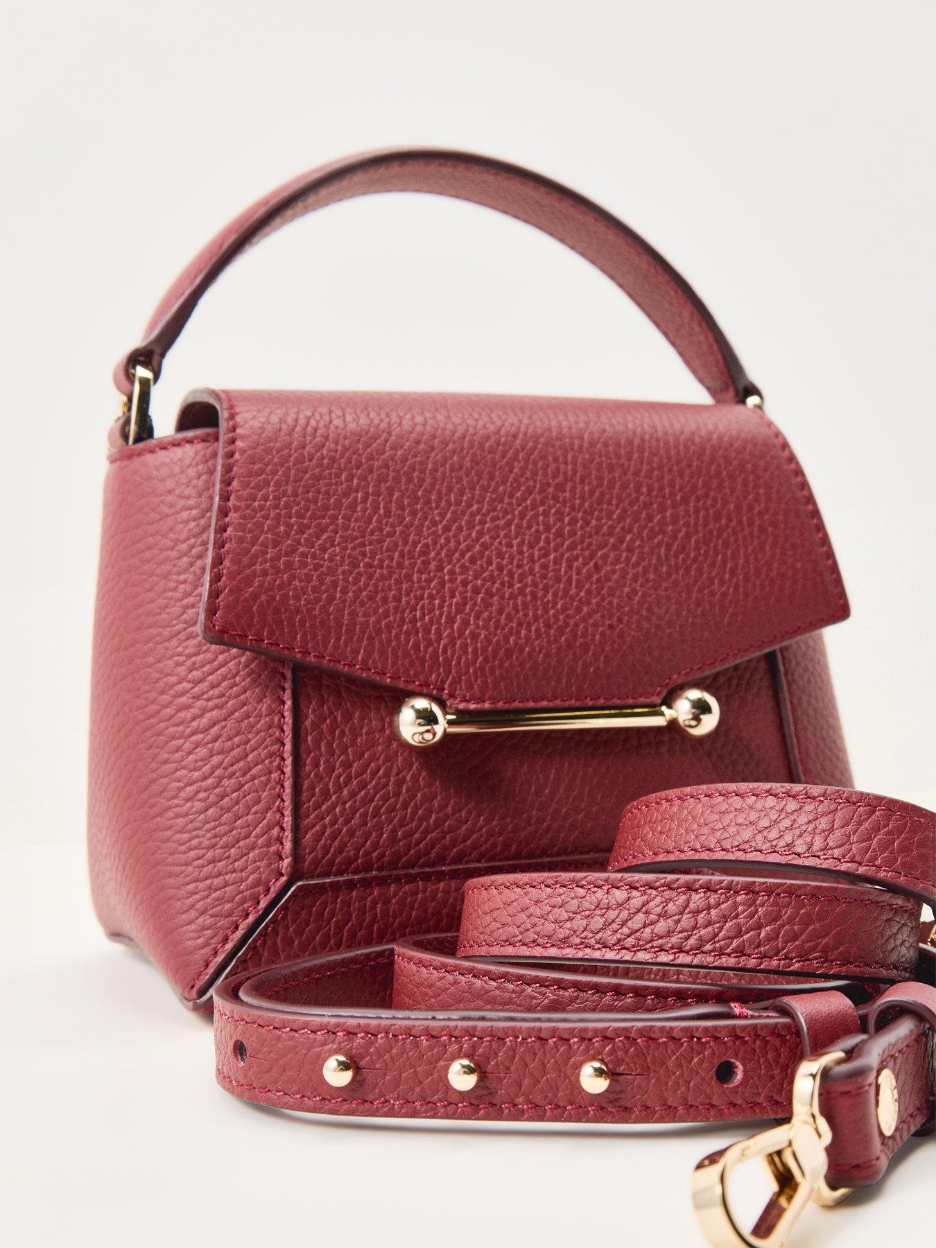 Mosaic Nano Grain Leather Crossbody Bag Oxblood