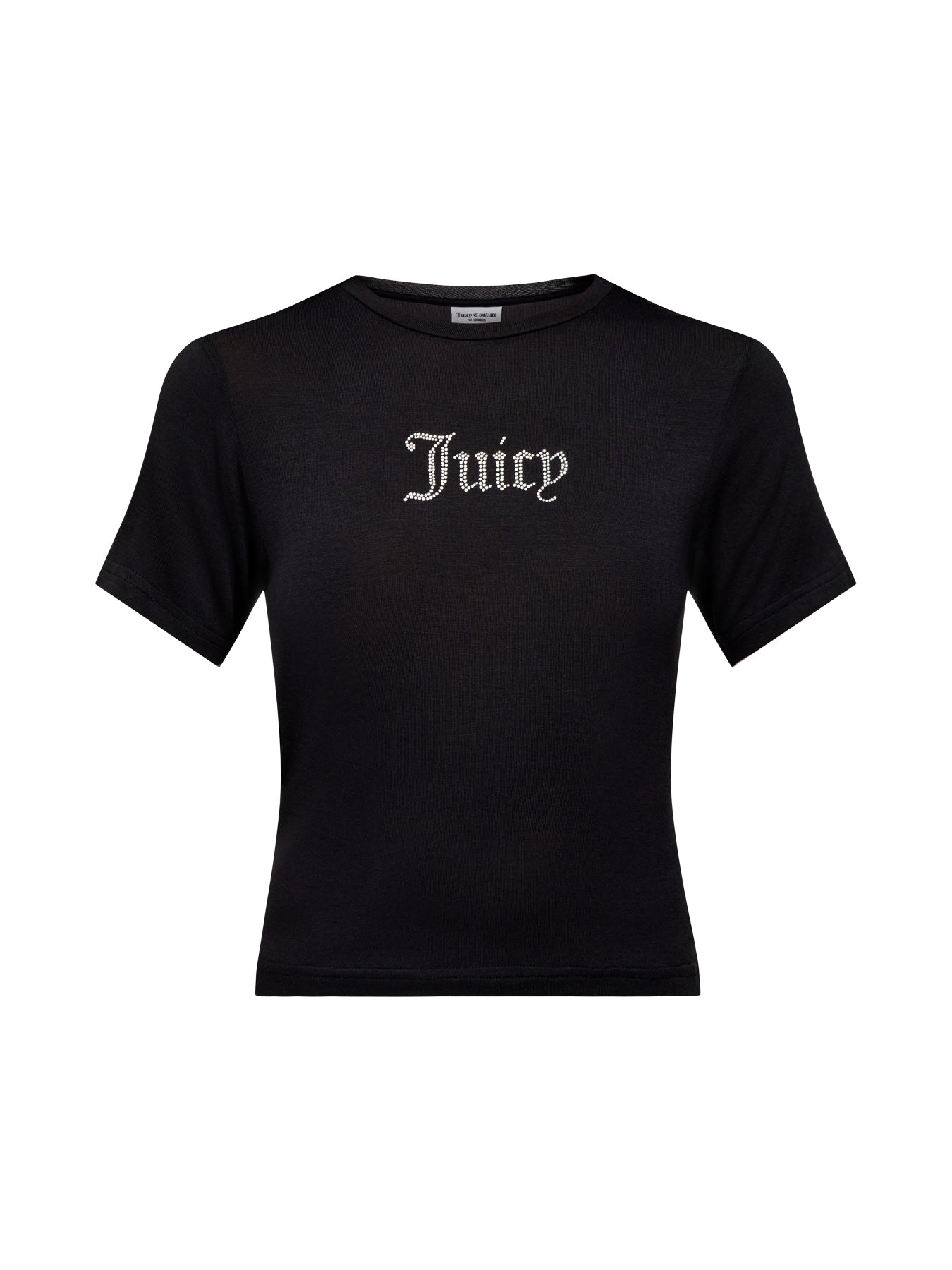 Sheer Fitted Diamante Black Tee