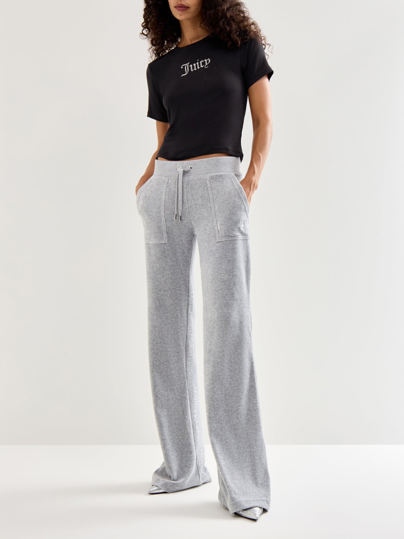 Sheer Fitted Diamante Black Tee