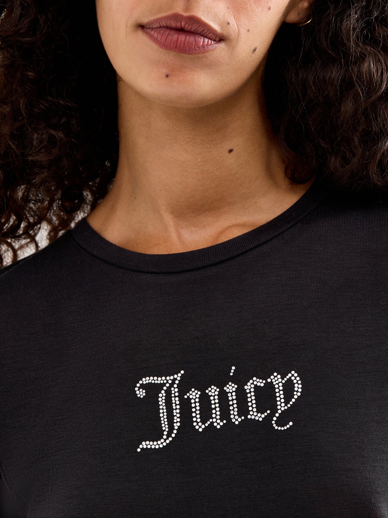 Sheer Fitted Diamante Black Tee