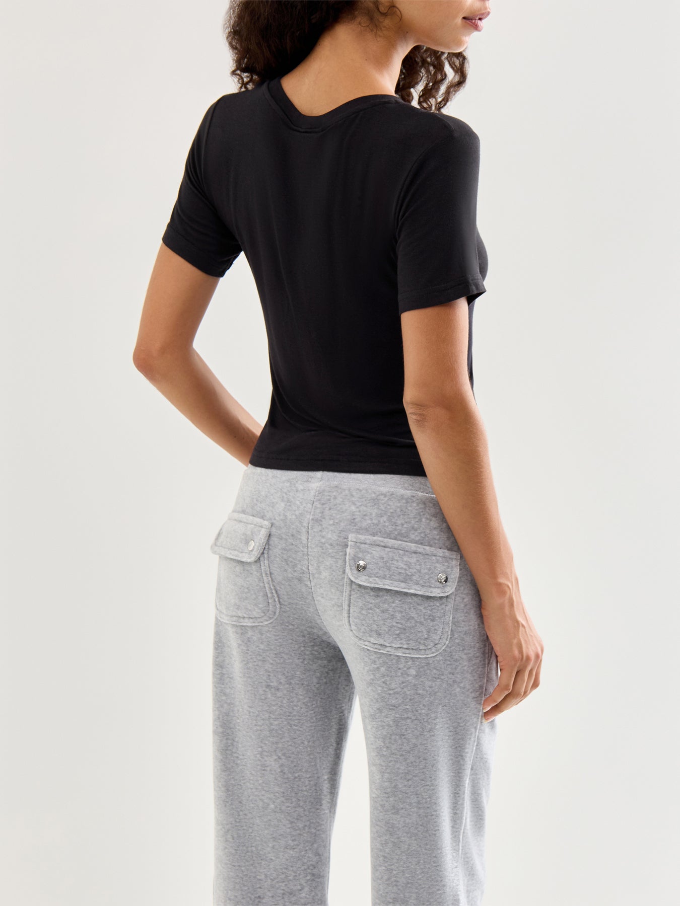 Sheer Fitted Diamante Black Tee