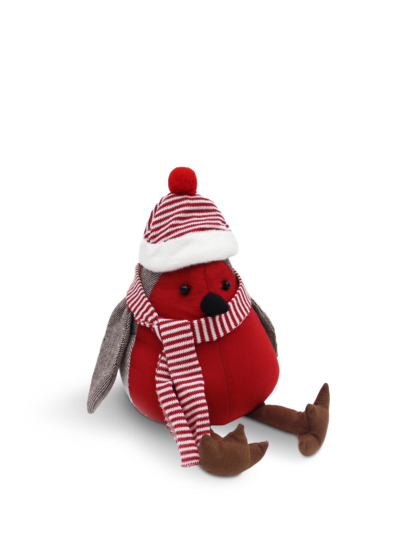 Wrapped Up Robin Christmas Embroidered Door Stop