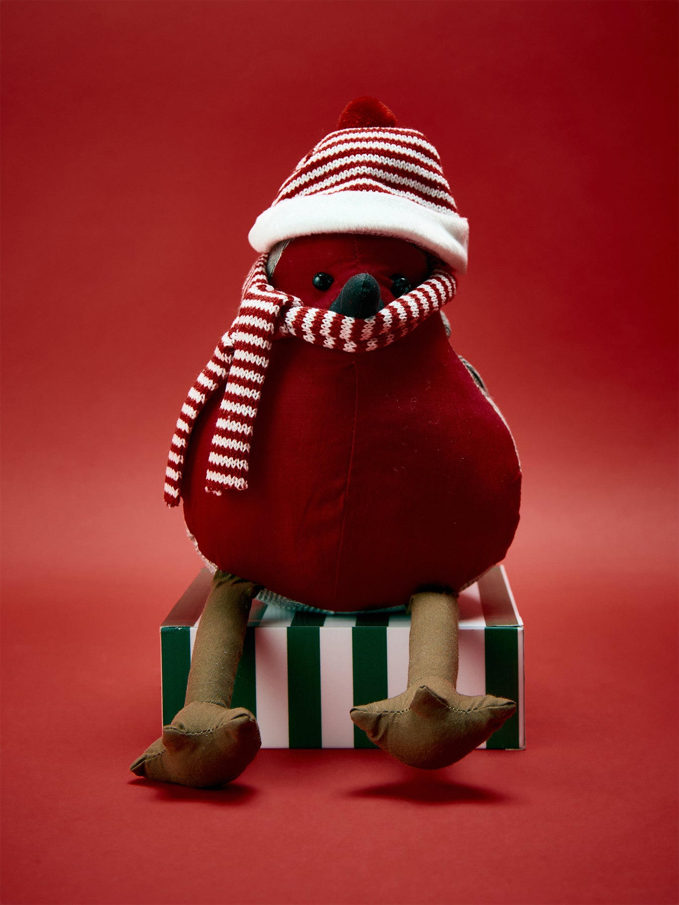 Wrapped Up Robin Christmas Embroidered Door Stop