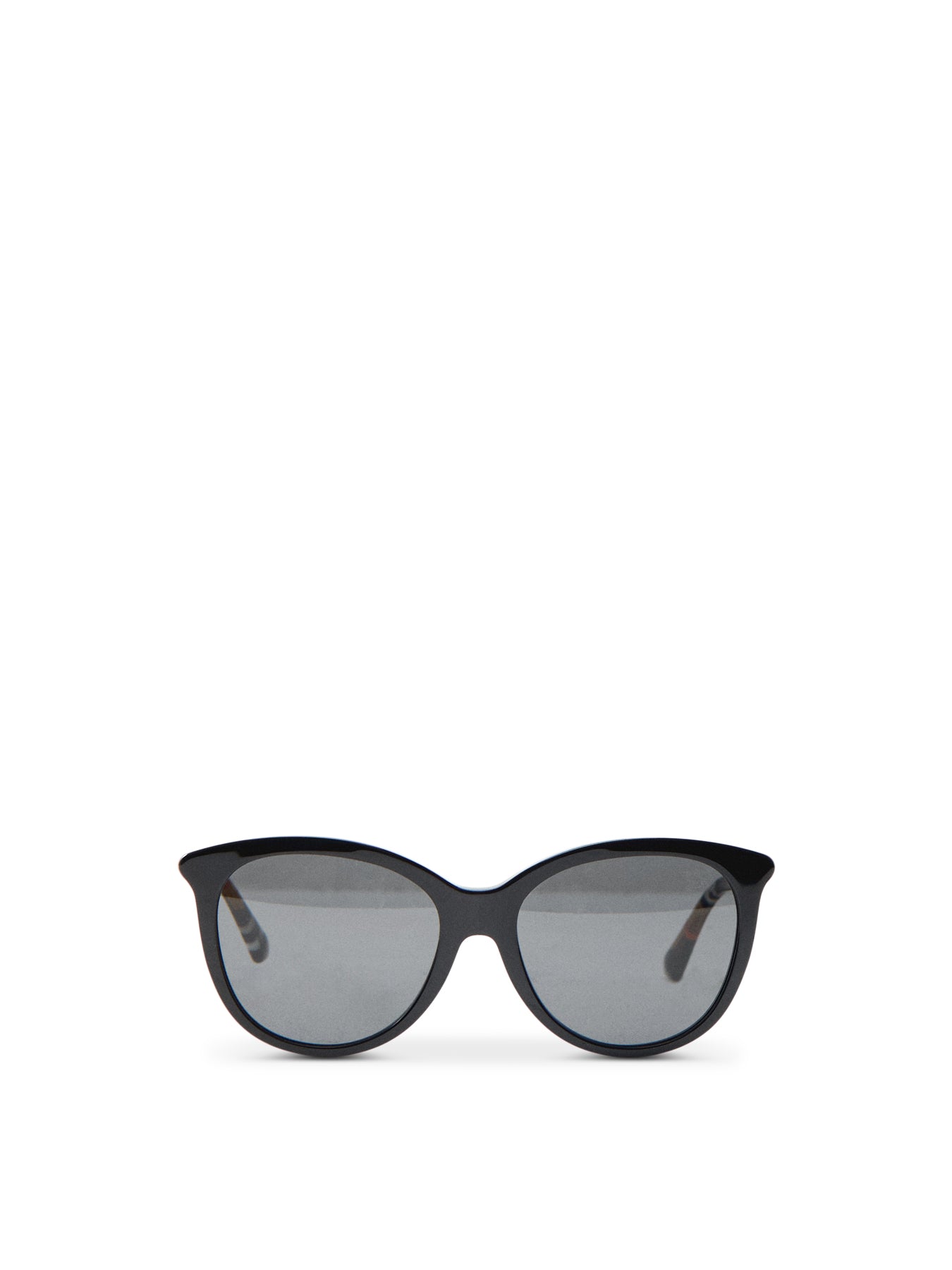 0BE4455 Acetate Check Round Sunglasses Black