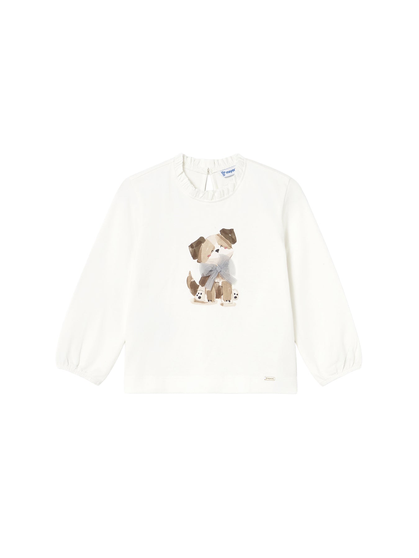 Mayoral Dog Long Sleeve Shirt Dress Cream