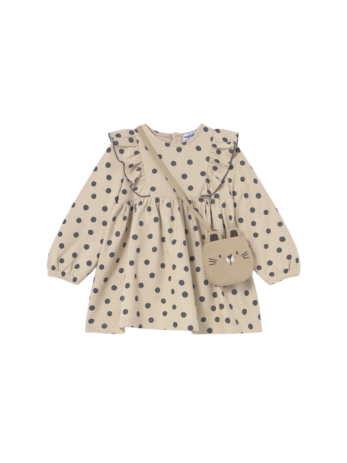 Mayoral Spotty Printed Dress with Bag Tapioca