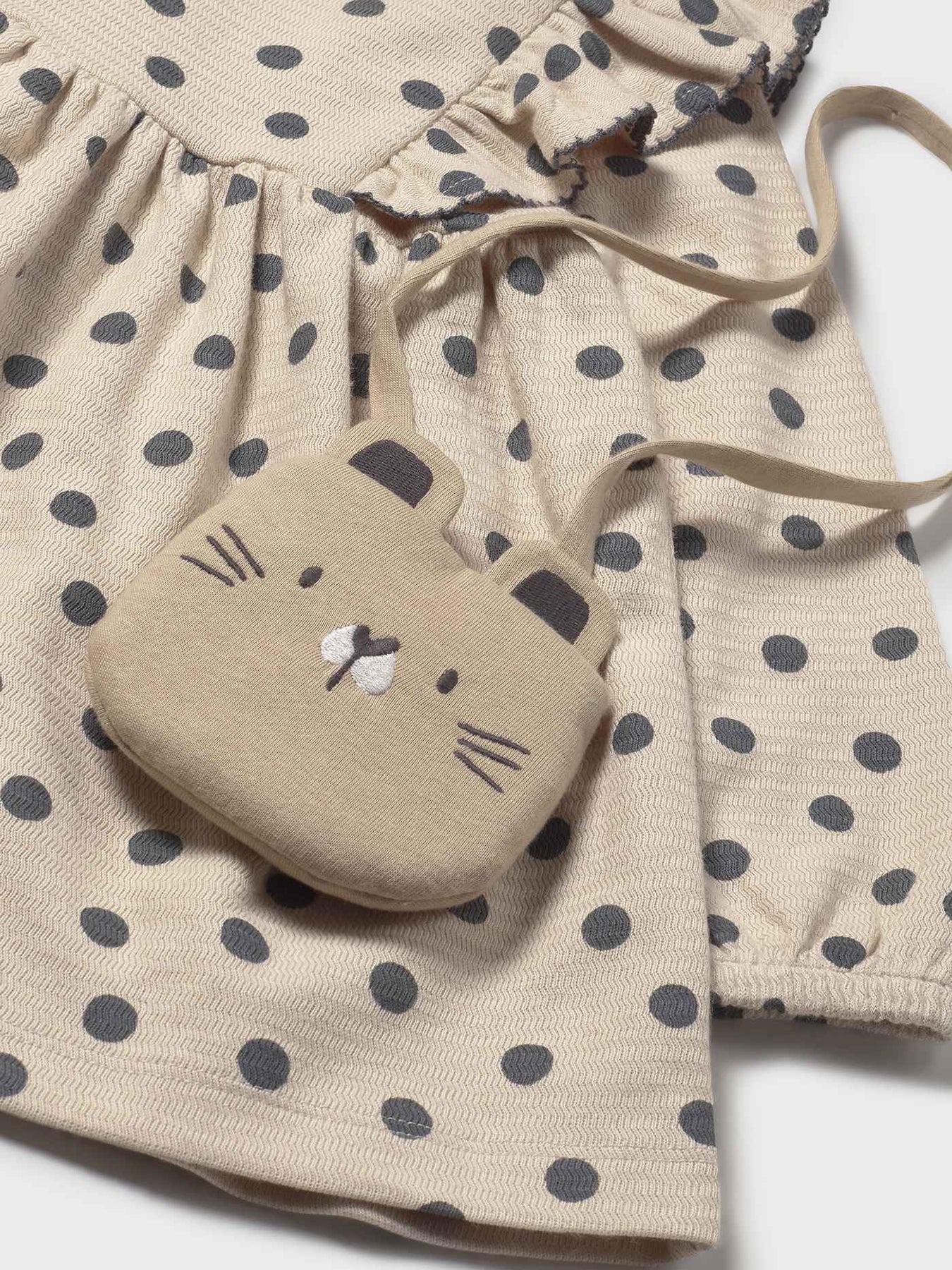 Mayoral Spotty Printed Dress with Bag Tapioca