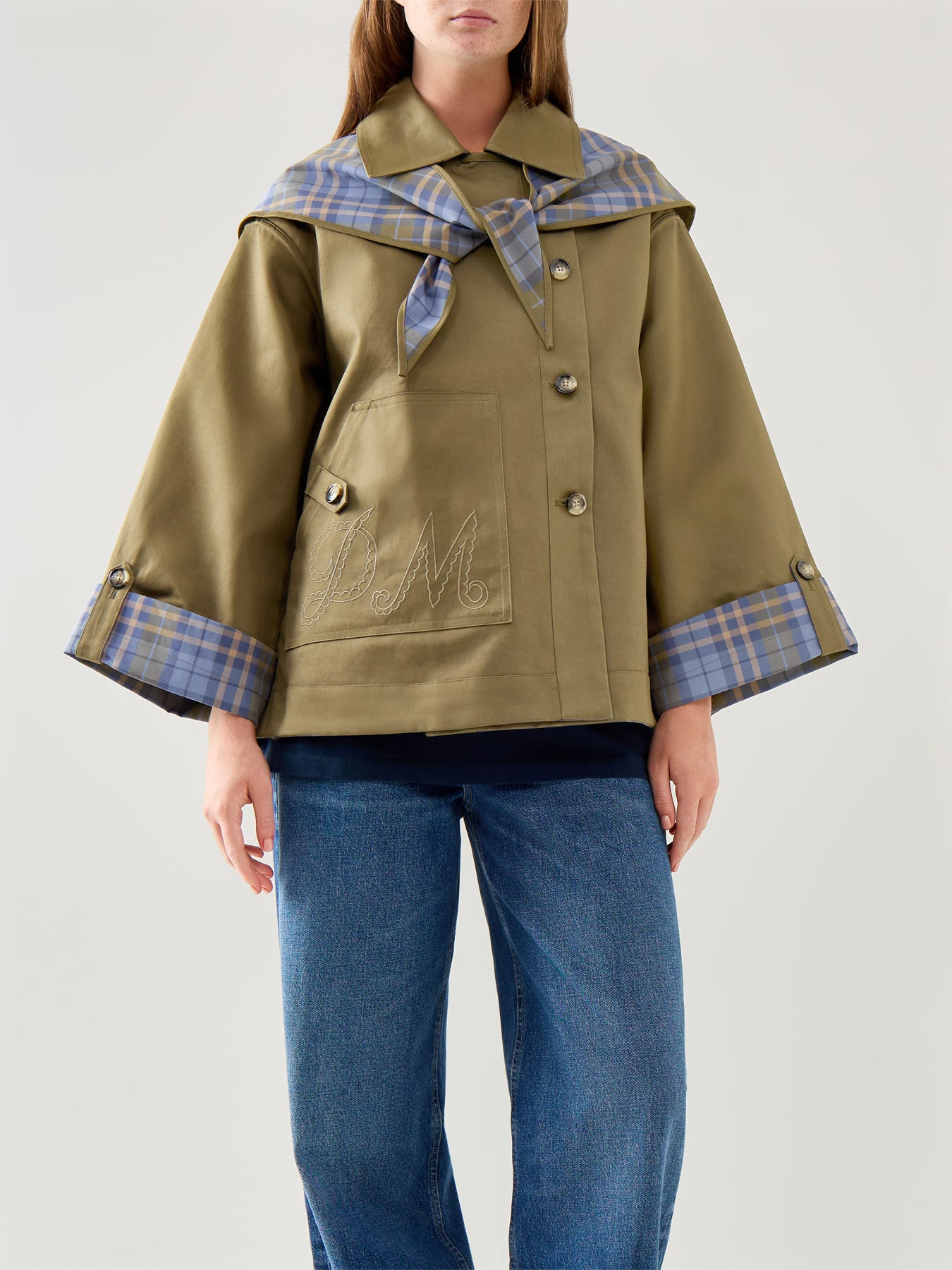 Jerry Crop Trench Coat Olive Organic Cotton