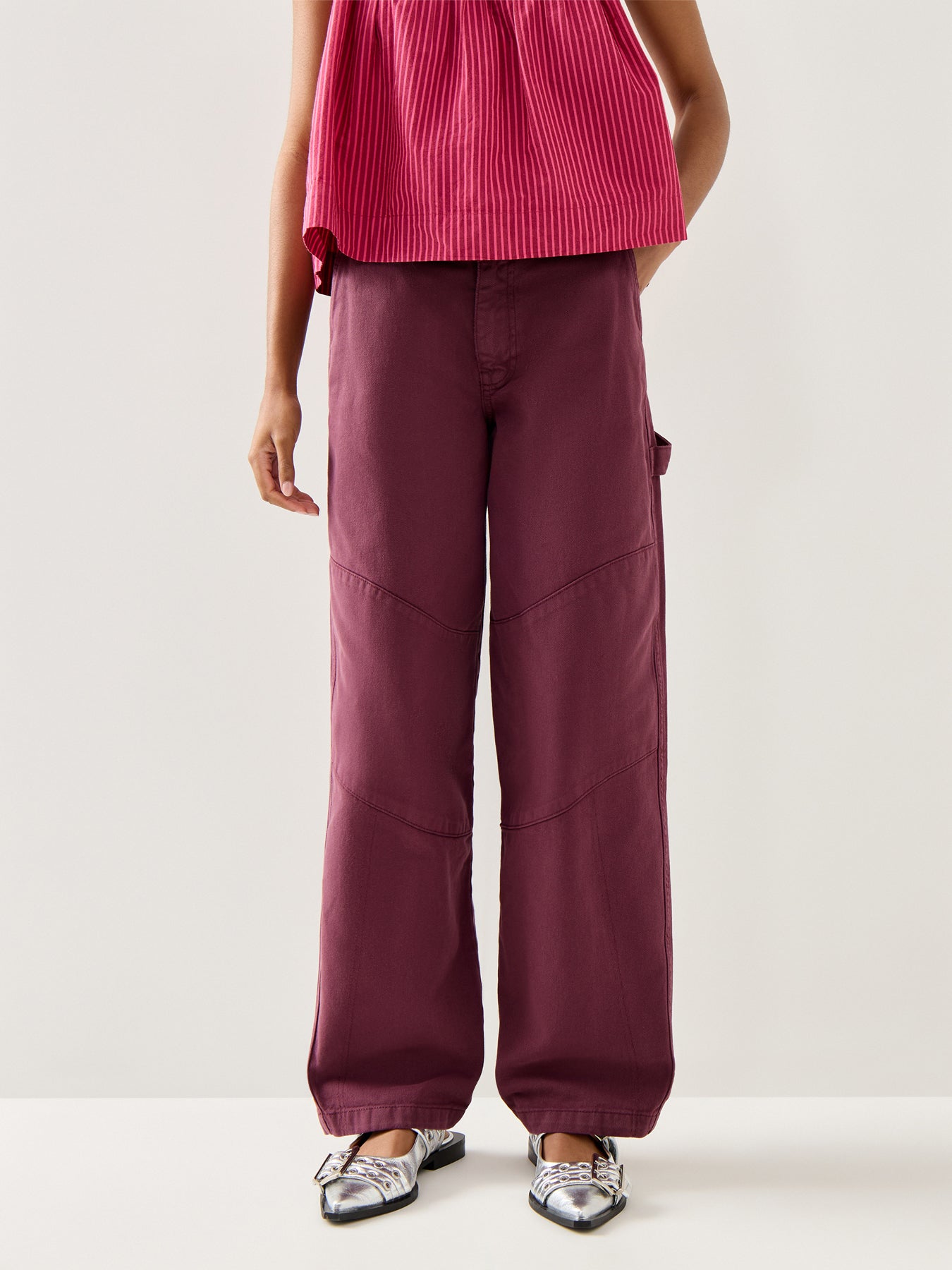 Drew Cotton Jeans Burgundy