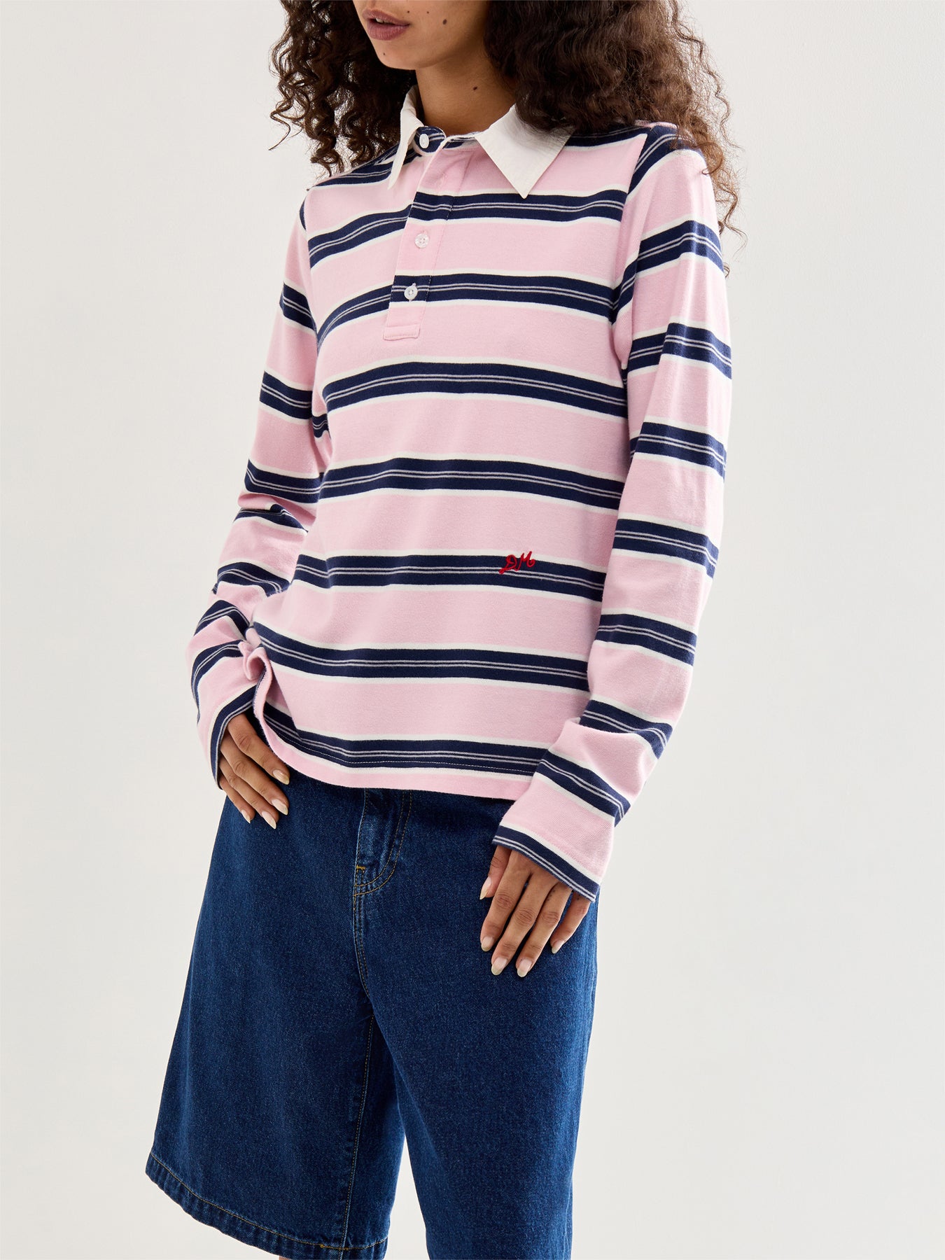 Cassia Shrunken Rugby Pink Stripe
