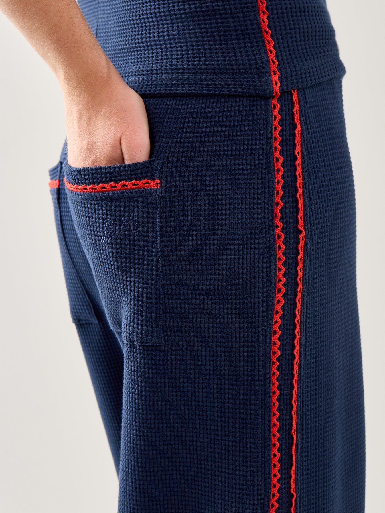 Bailey Kickflare Pointelle Jogger Navy Organic Cotton