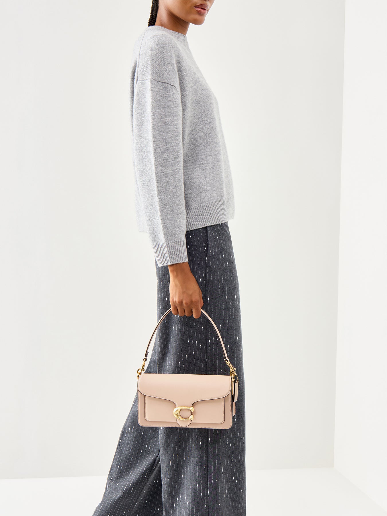 Tabby Shoulder Bag 26 with Hammered C Hardware Cream