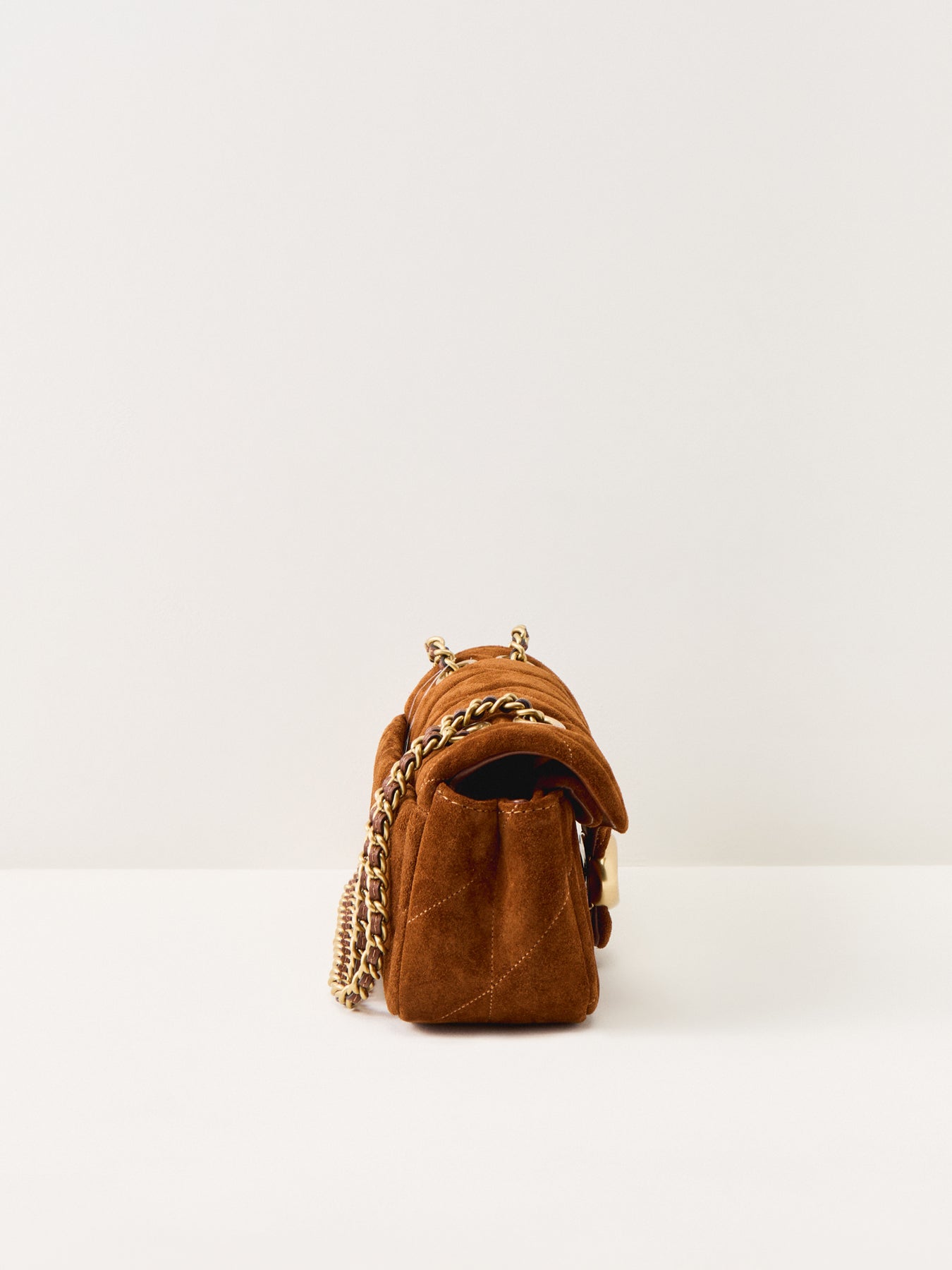 Quilted Suede Tabby 20 Shoulder Bag Warm Brown