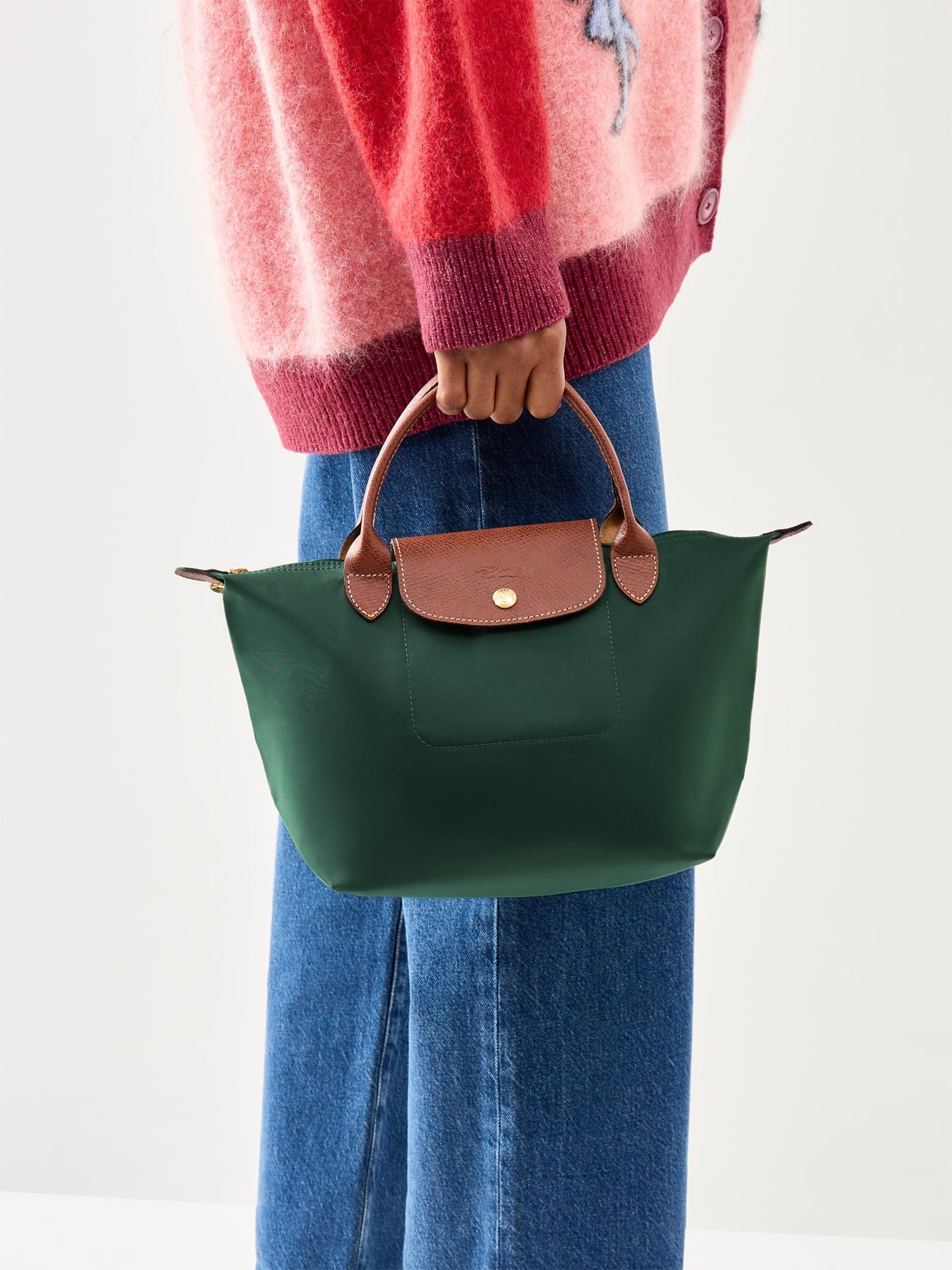 Le Pliage Original Small Handbag British Green Recycled Canvas