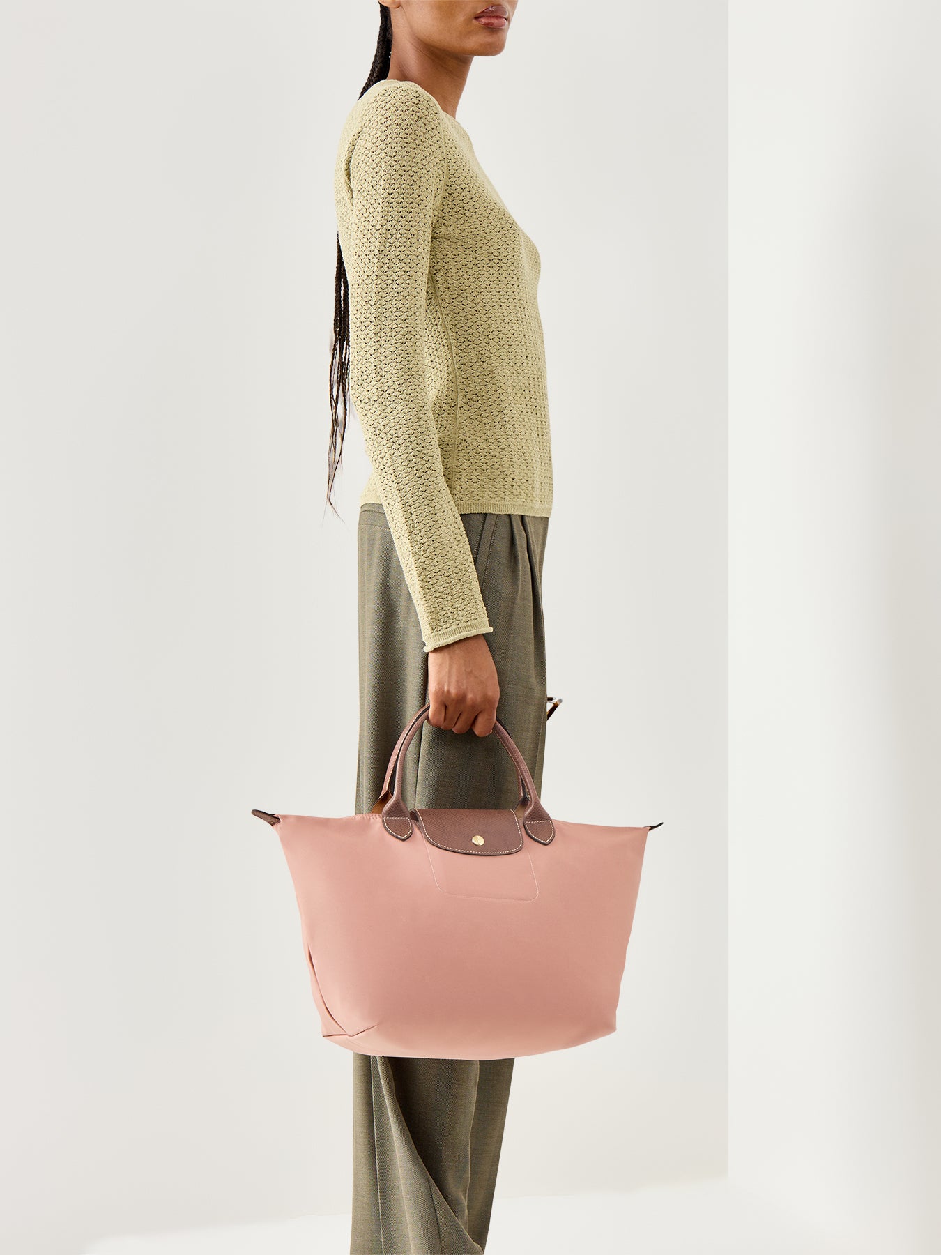 Le Pliage Original Medium Handbag Pink Tea Recycle