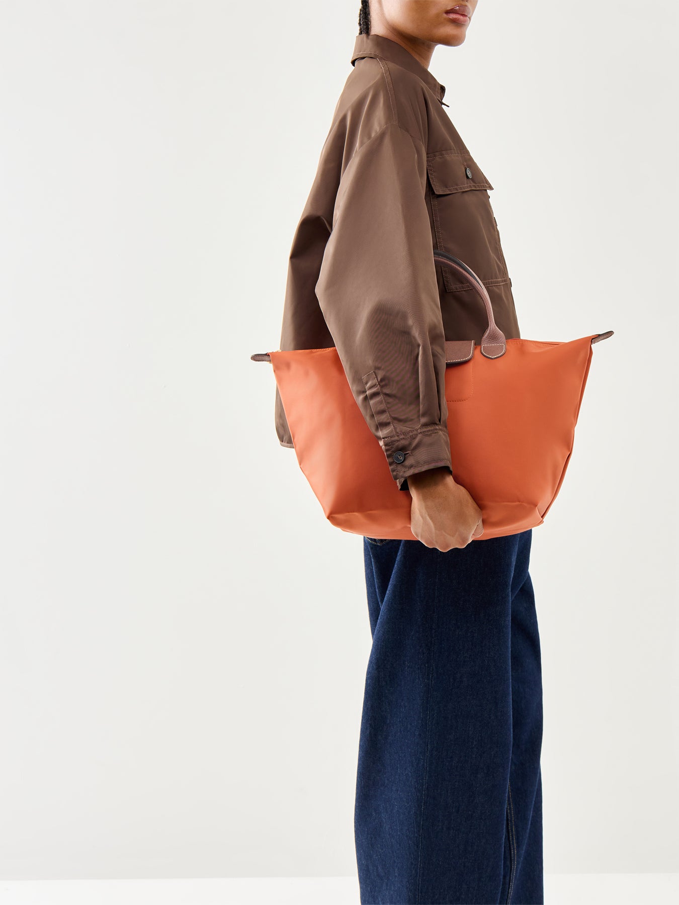 Le Pliage Original Medium Handbag Brick Recycled Canvas