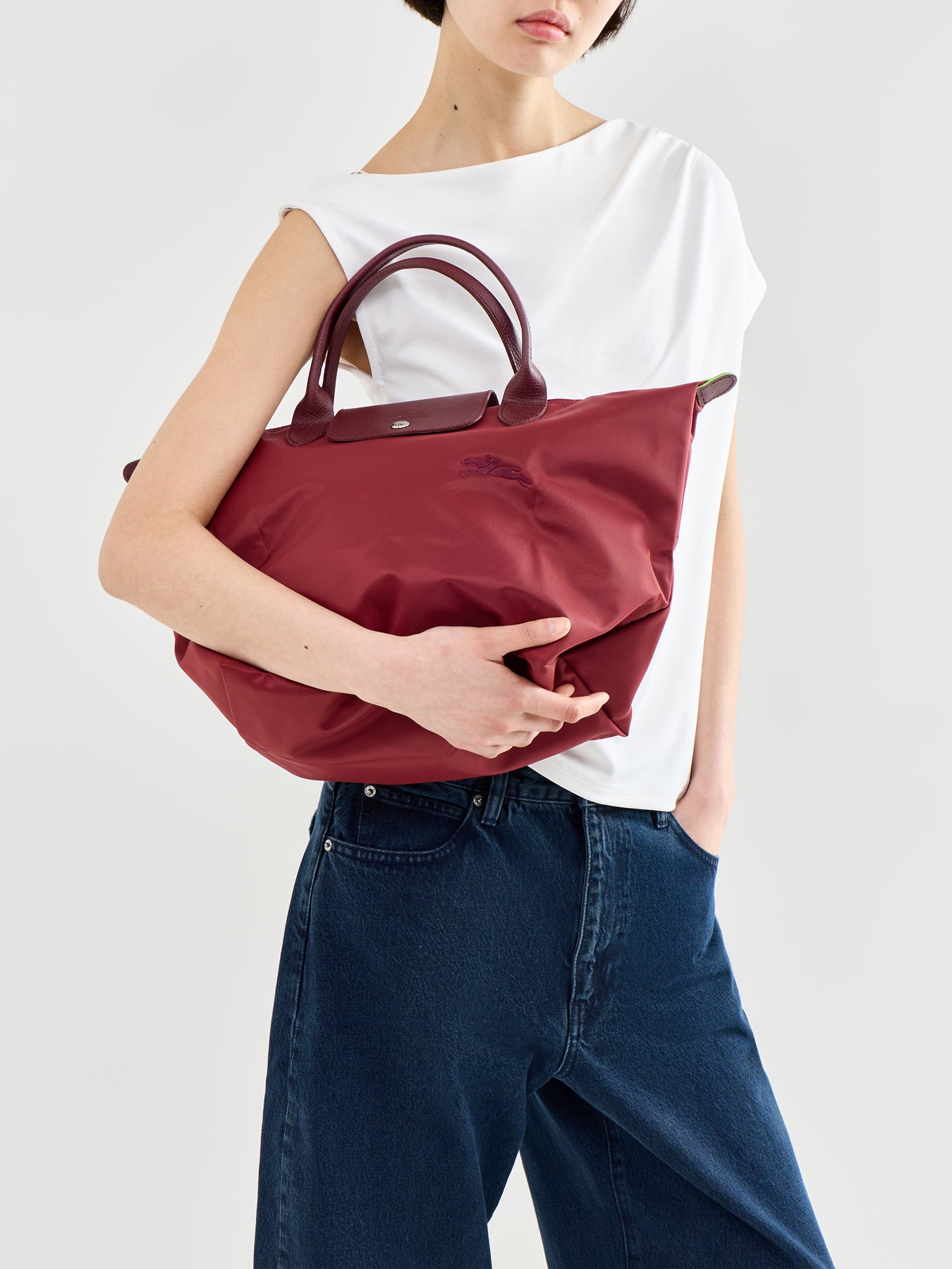 Le Pliage Green Medium Handbag Red