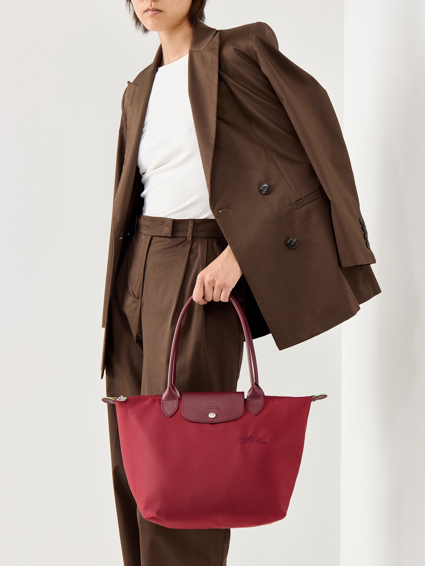 Le Pliage Green Medium Tote Bag Pomegranate Recycled