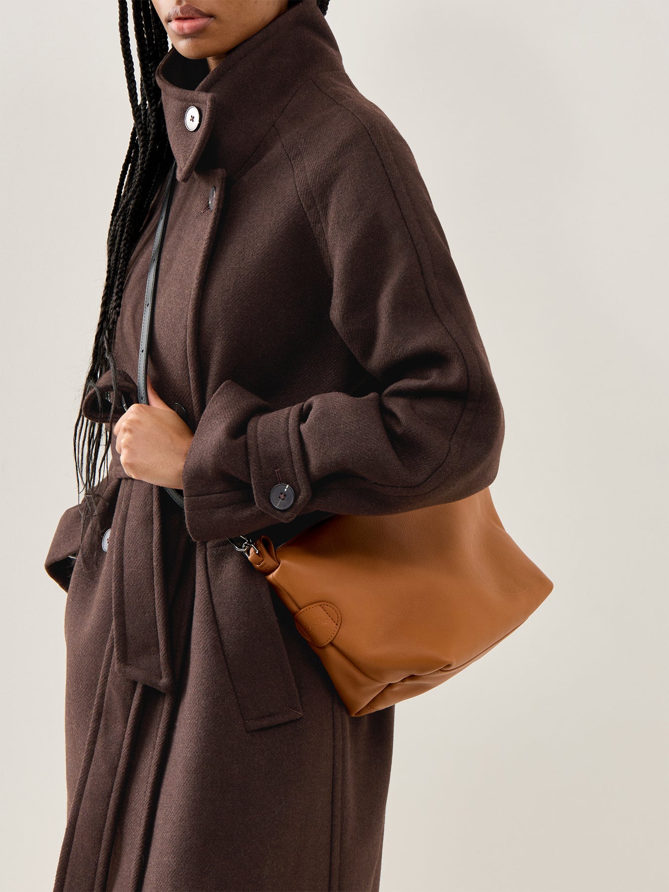 Le Slouchy Small Leather Crossbody Bag Cashew