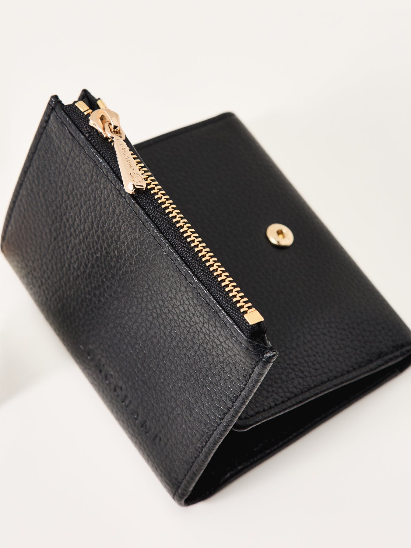 Le Foulonné Leather Compact Wallet Black