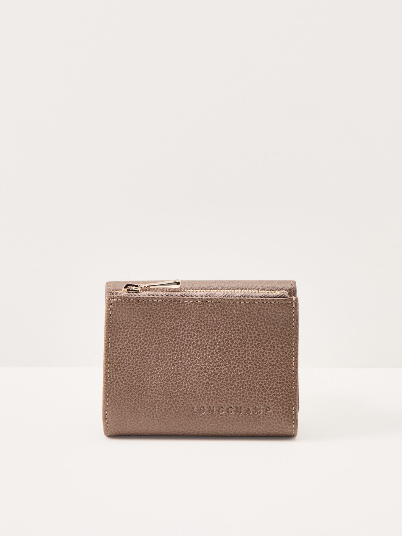 Le Foulonné Leather Compact Wallet Taupe