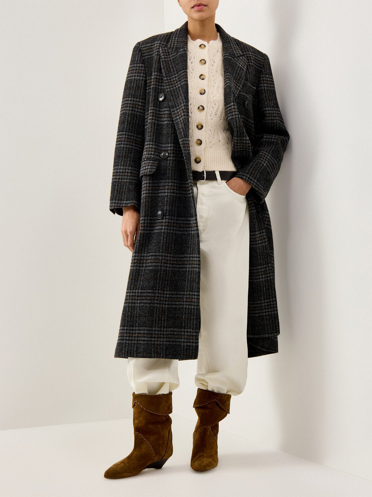 Lexana Checked Coat Grey