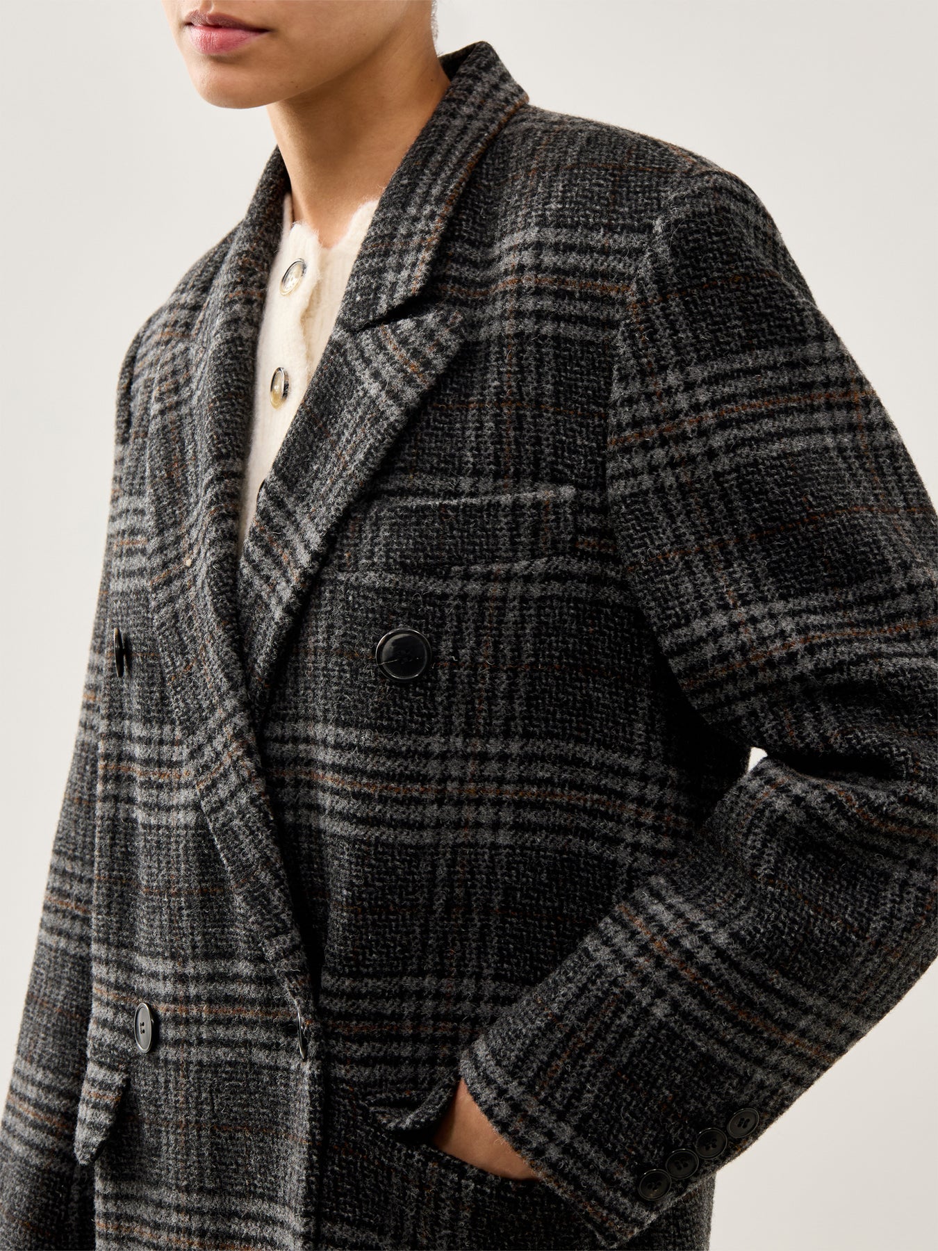 Lexana Checked Coat Grey