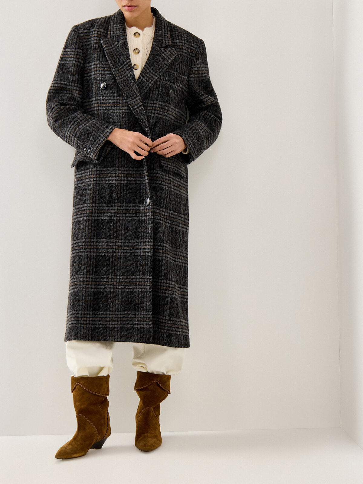 Lexana Checked Coat Grey