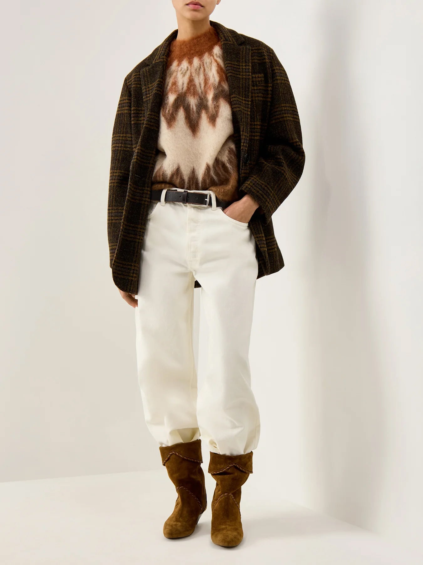 Gesina Checked Blazer Khaki