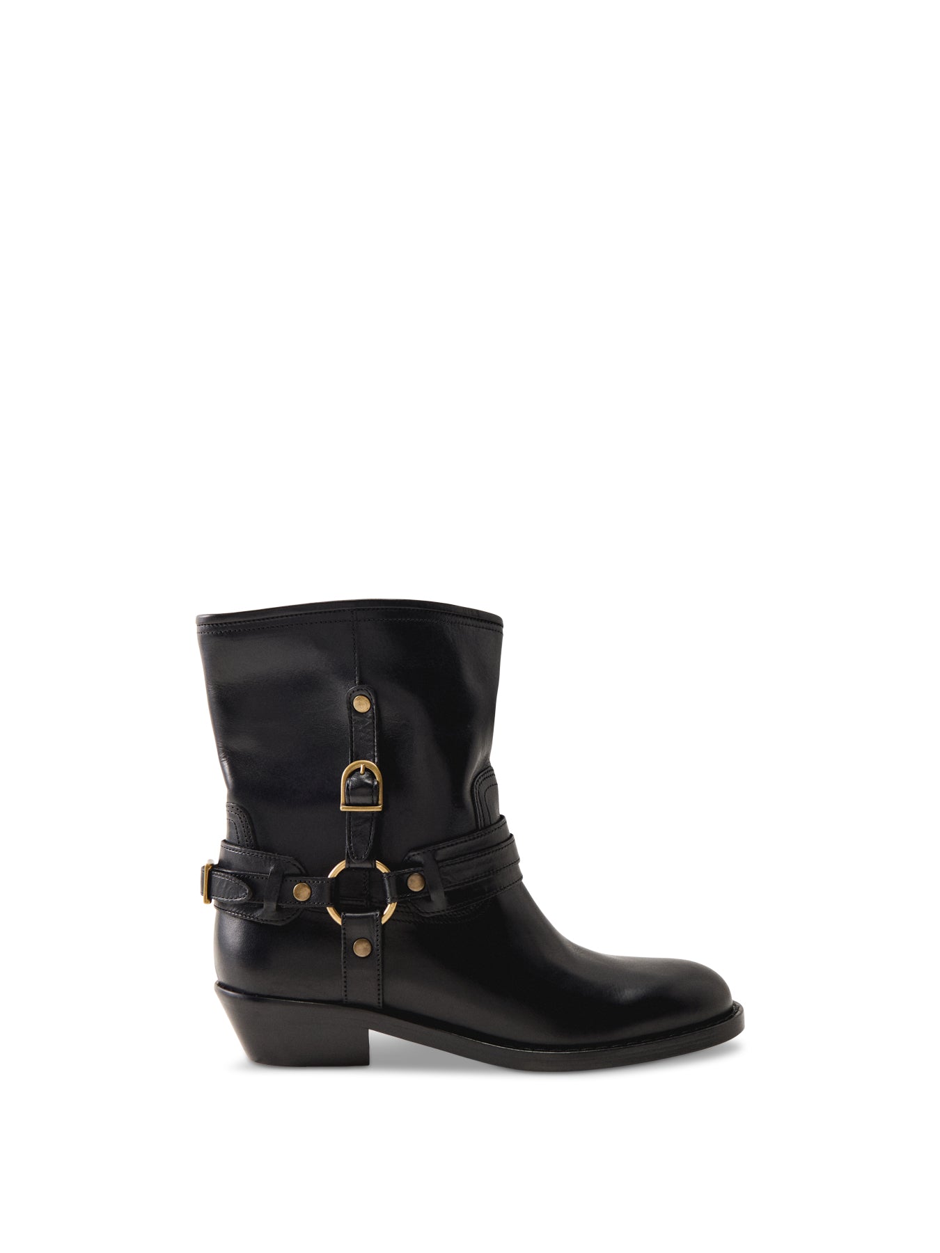 Ildred Leather Biker Boots Black