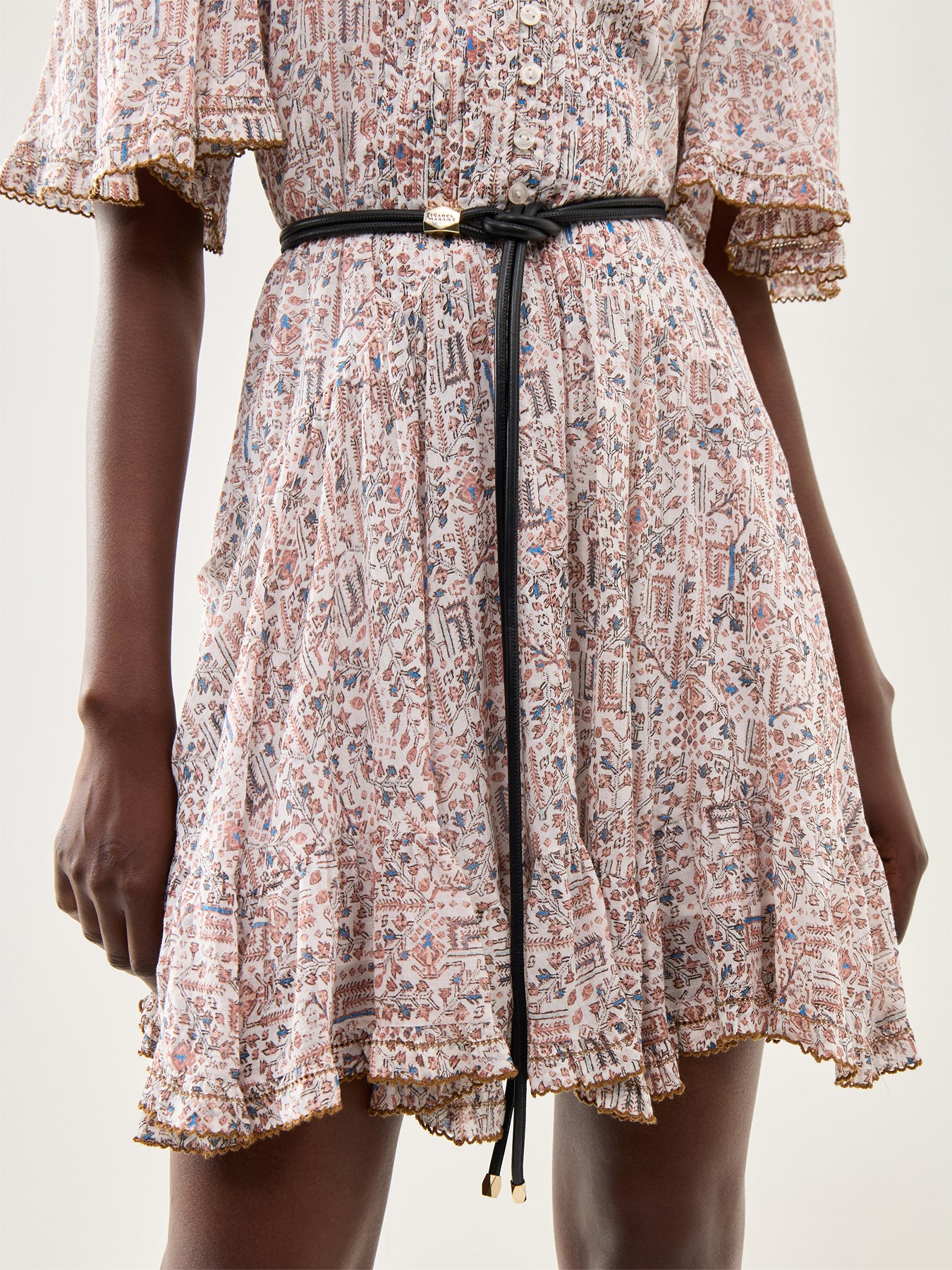 Silvia-Ga Leather String Obi Belt Black