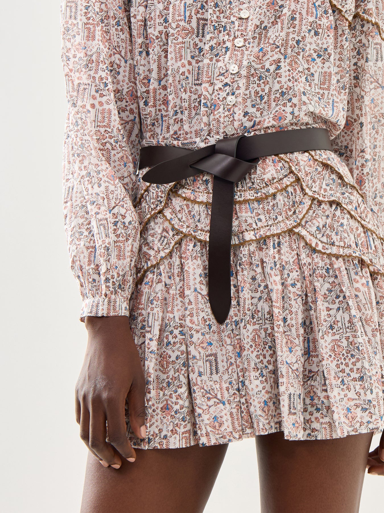 Lecce Leather Flat Belt Brown