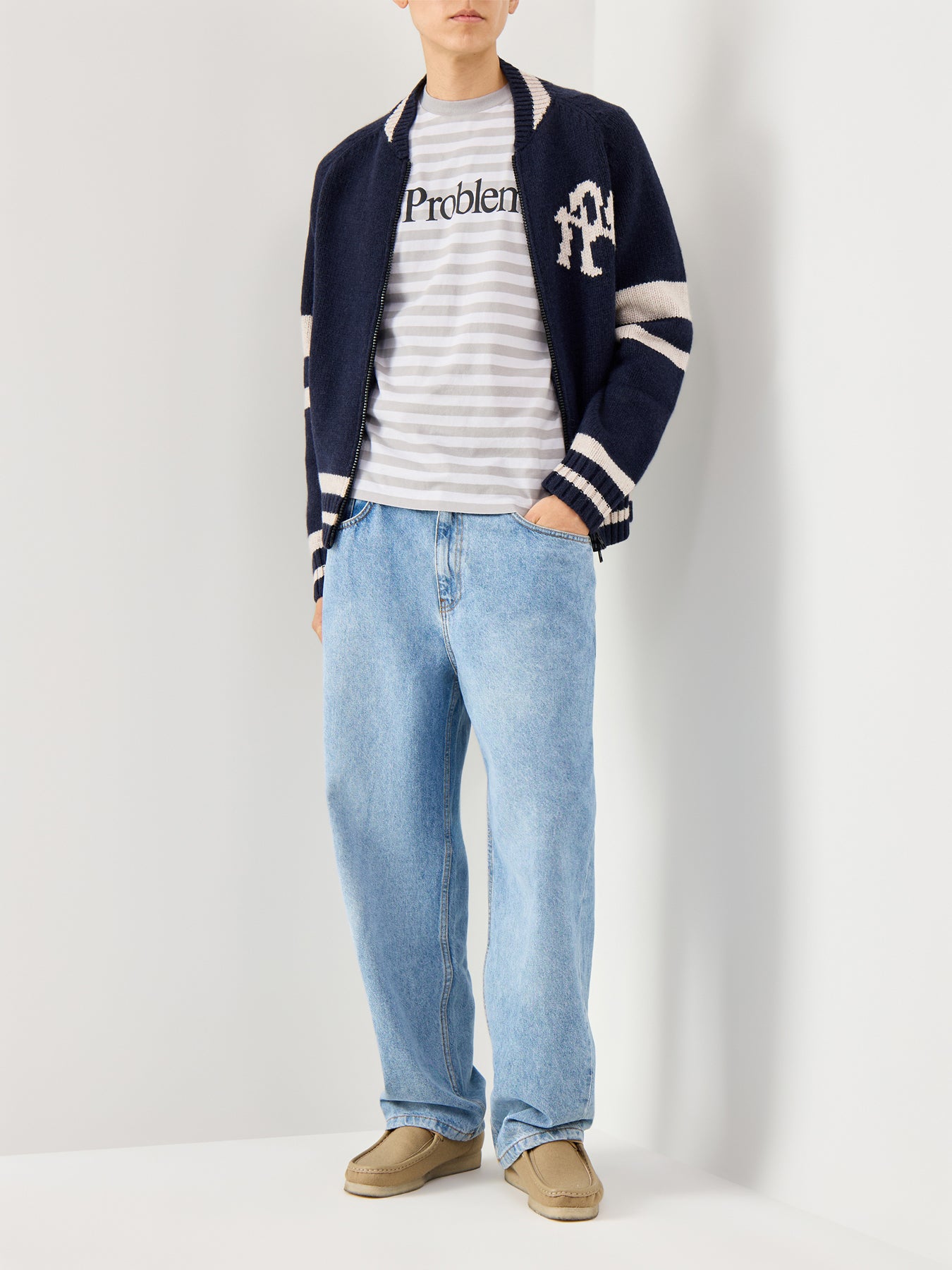 Striped Short Sleeves Tee Grey