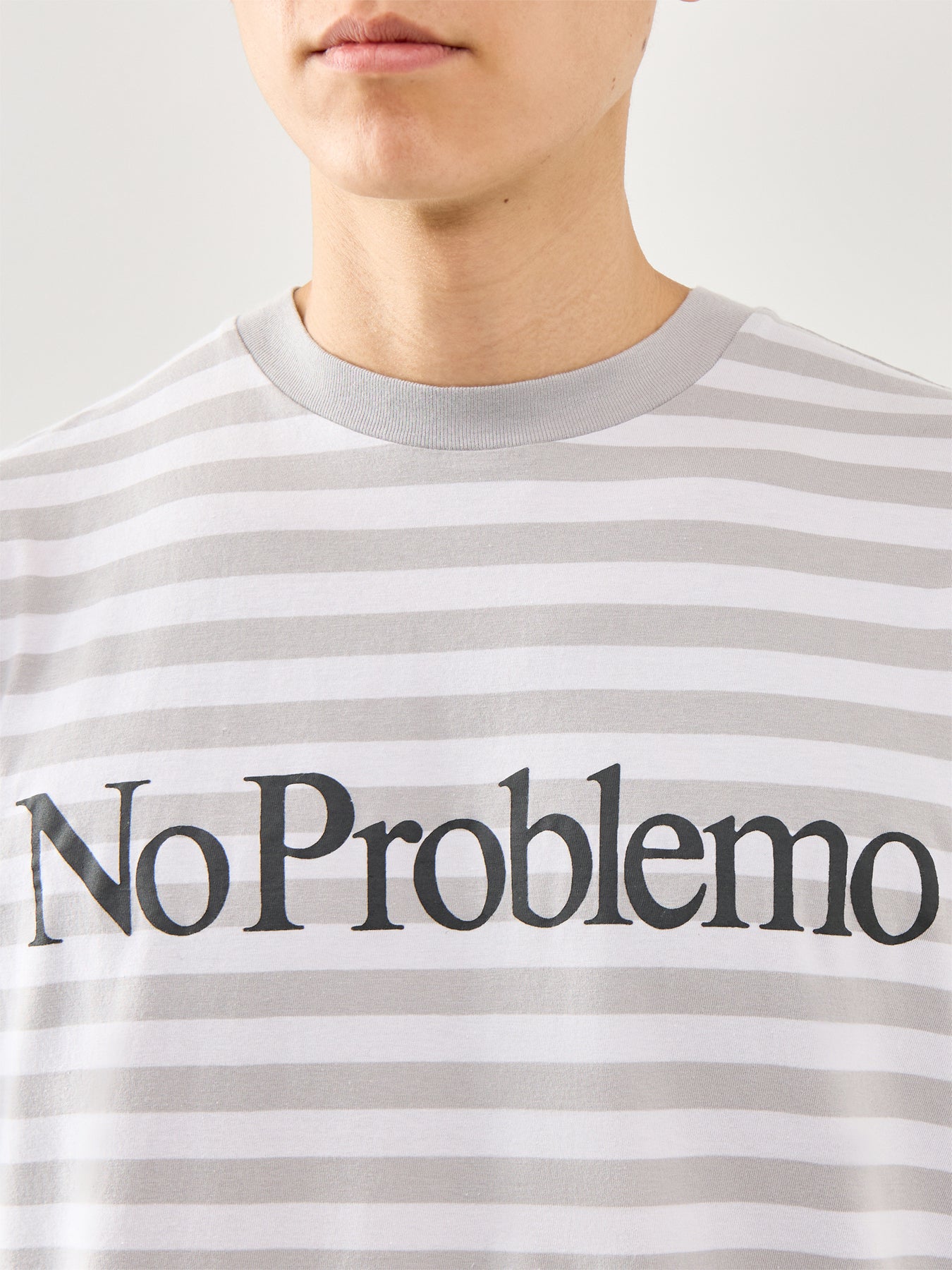 Striped Short Sleeves Tee Grey