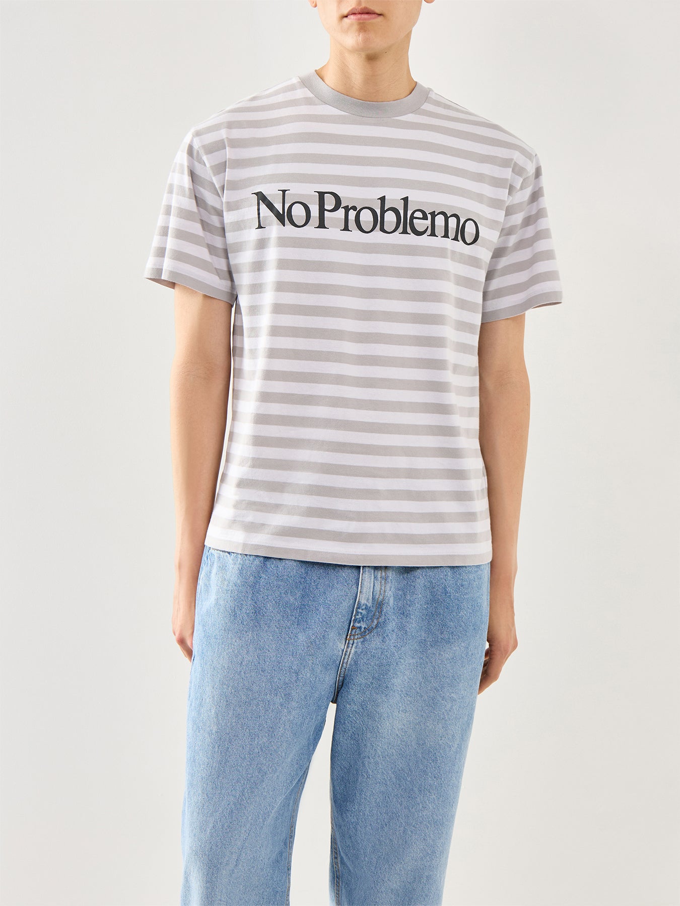 Striped Short Sleeves Tee Grey