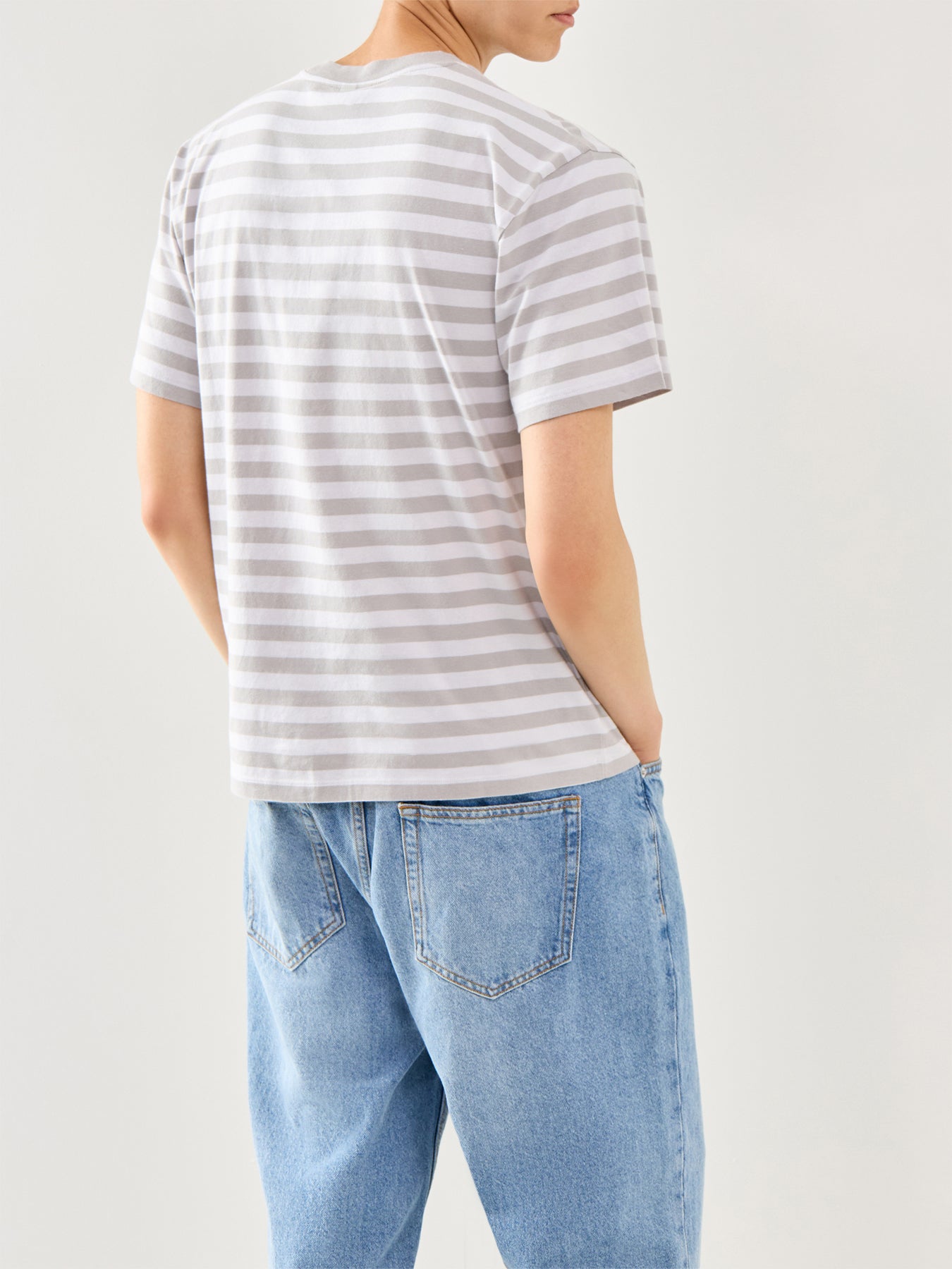 Striped Short Sleeves Tee Grey