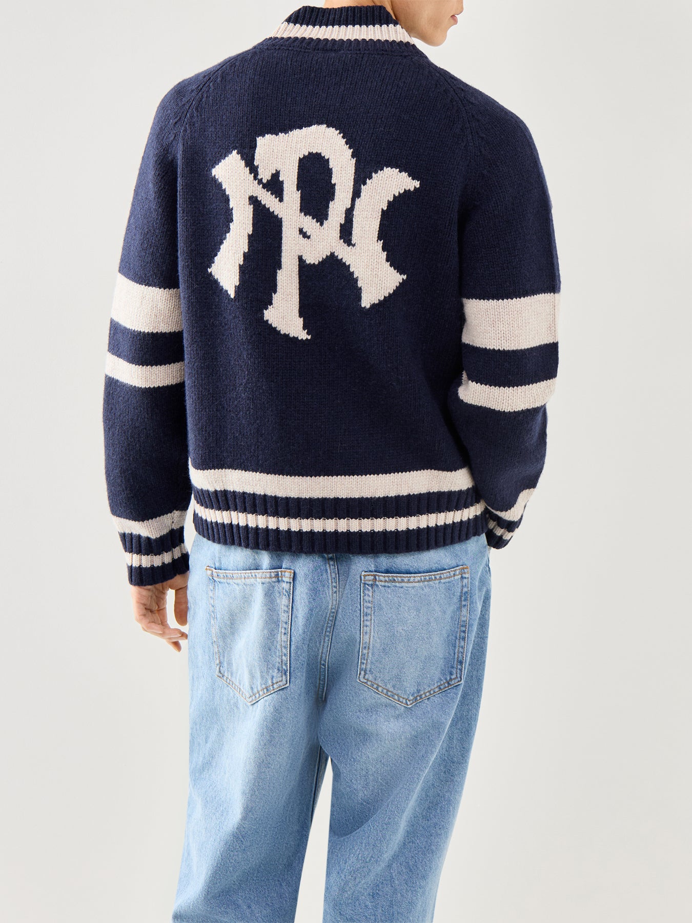 NYP Varsity Zip Thru Knitwear Navy