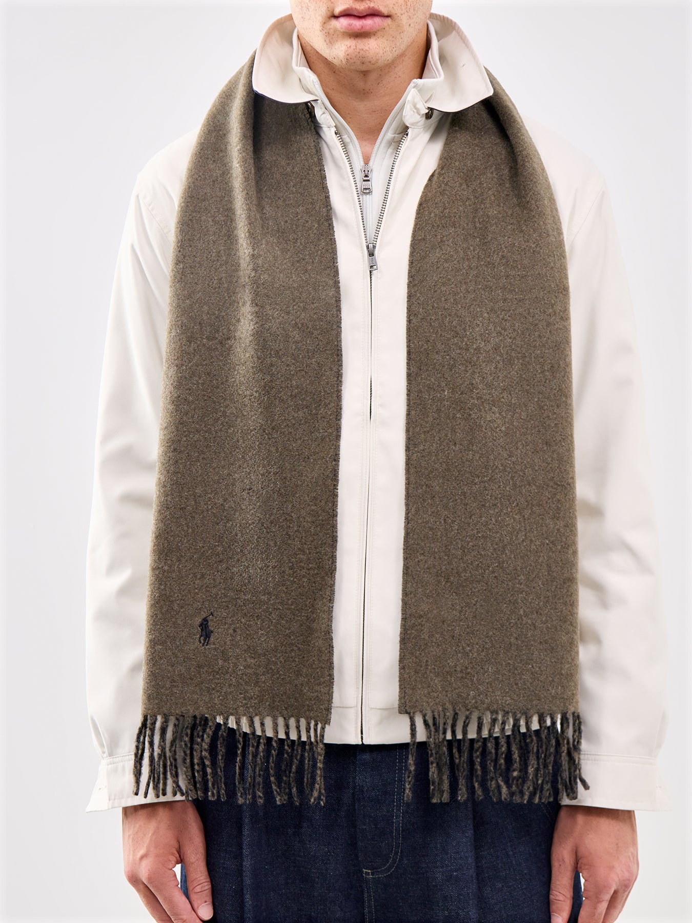 Reversible Plain Wool Scarf Green