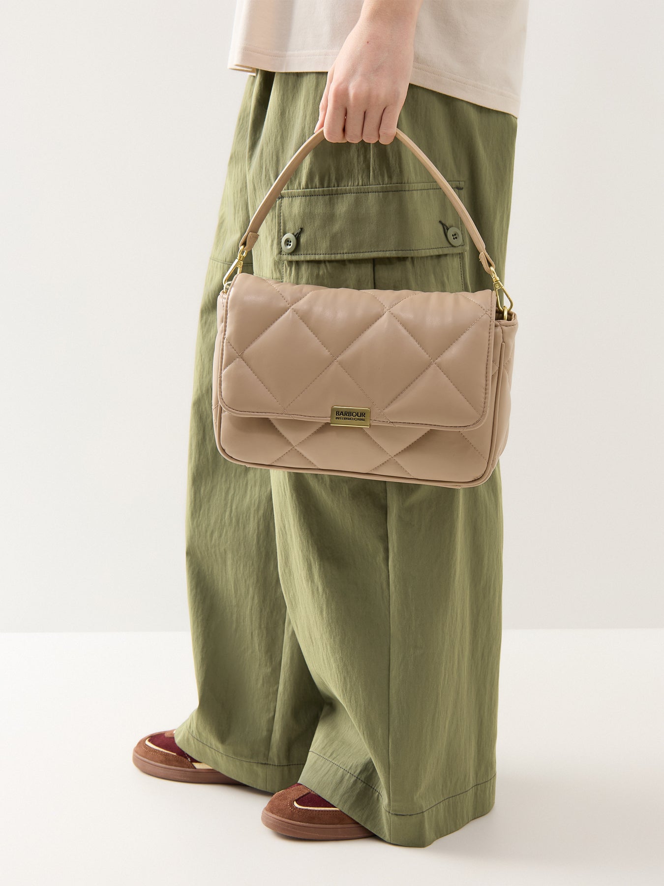 B.Intl Soft Quilt Shoulder Bag Beige