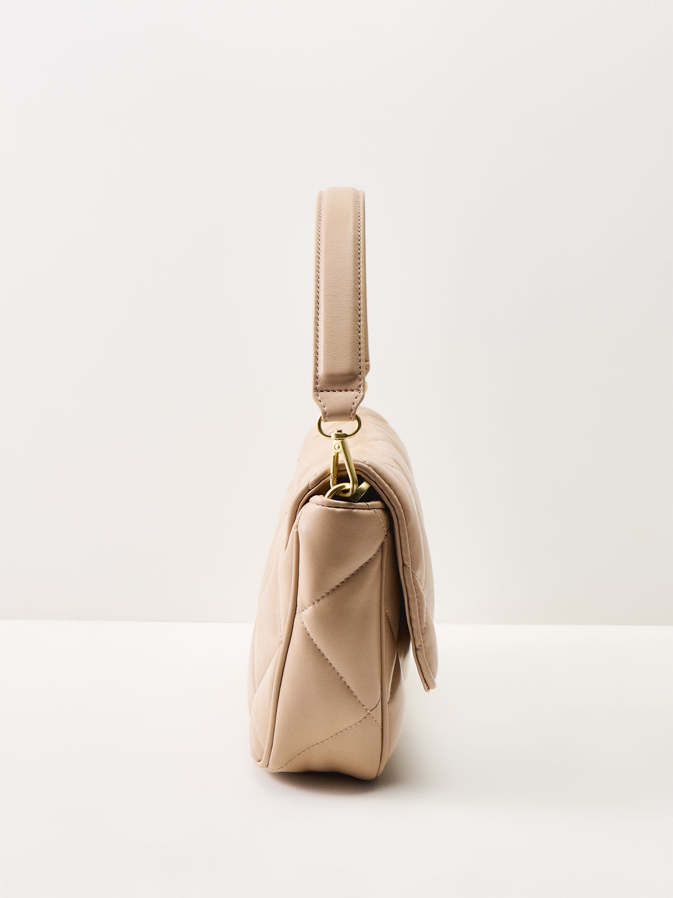 B.Intl Soft Quilt Shoulder Bag Beige