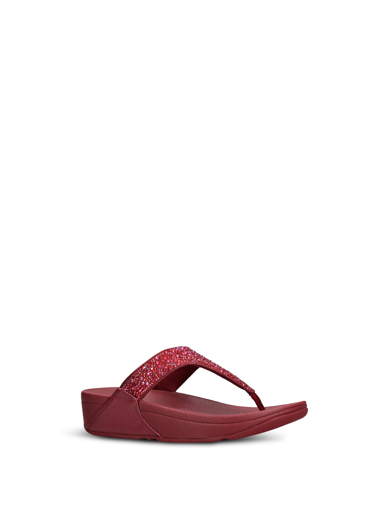 Lulu Crystal-Mix Toe-Post Sandals Wine