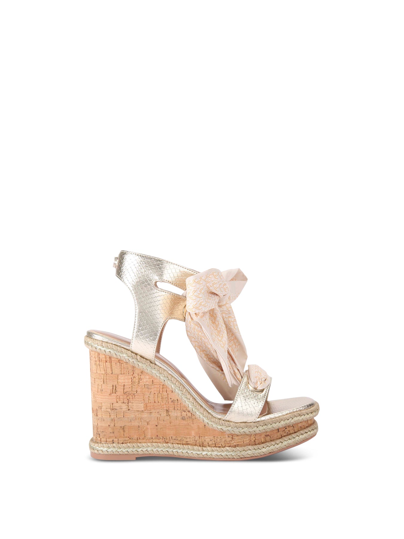 Sorrento Scarf Gold Wedge Sandals