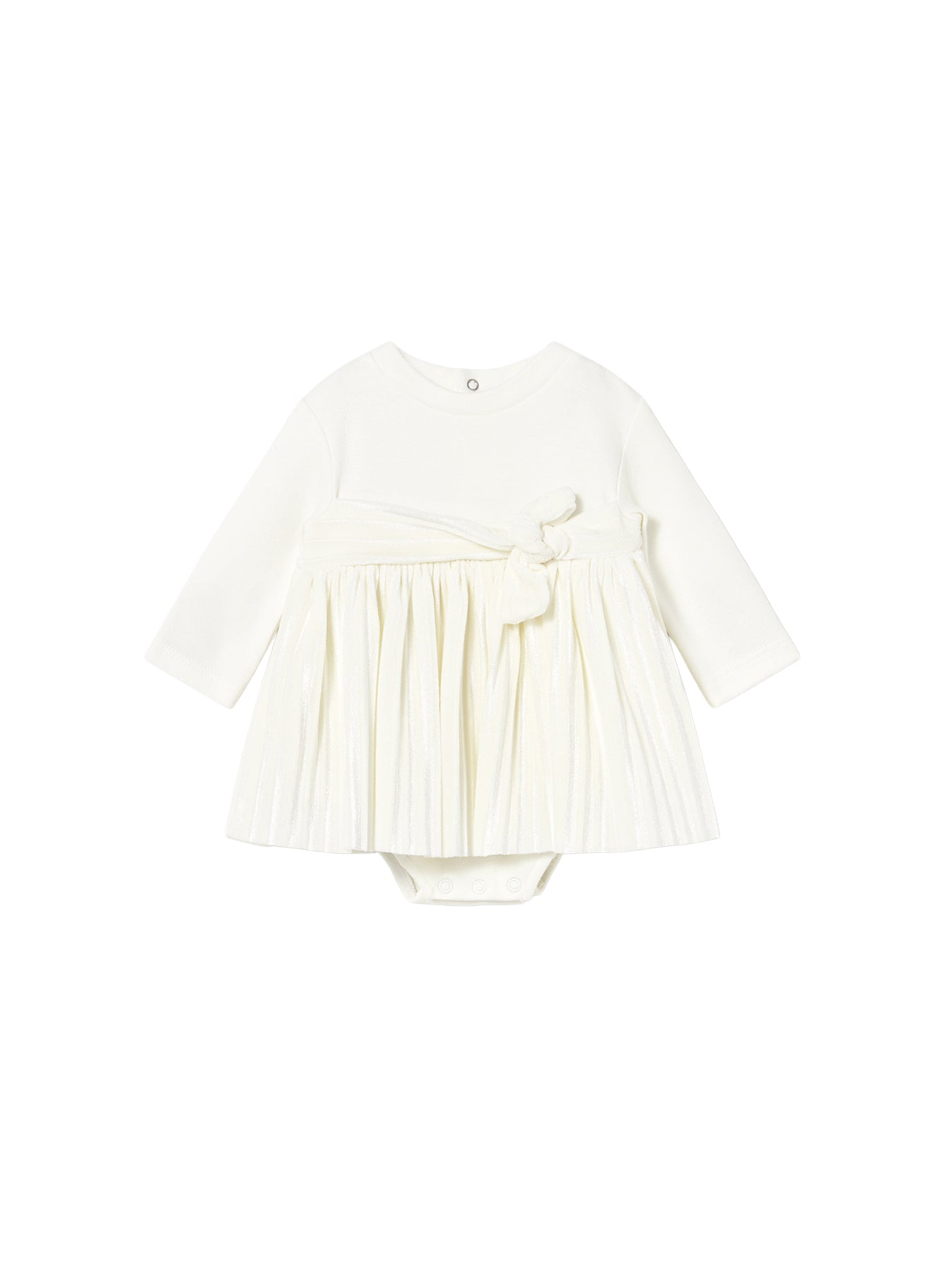 Mayoral Matched Bow Romper Natural