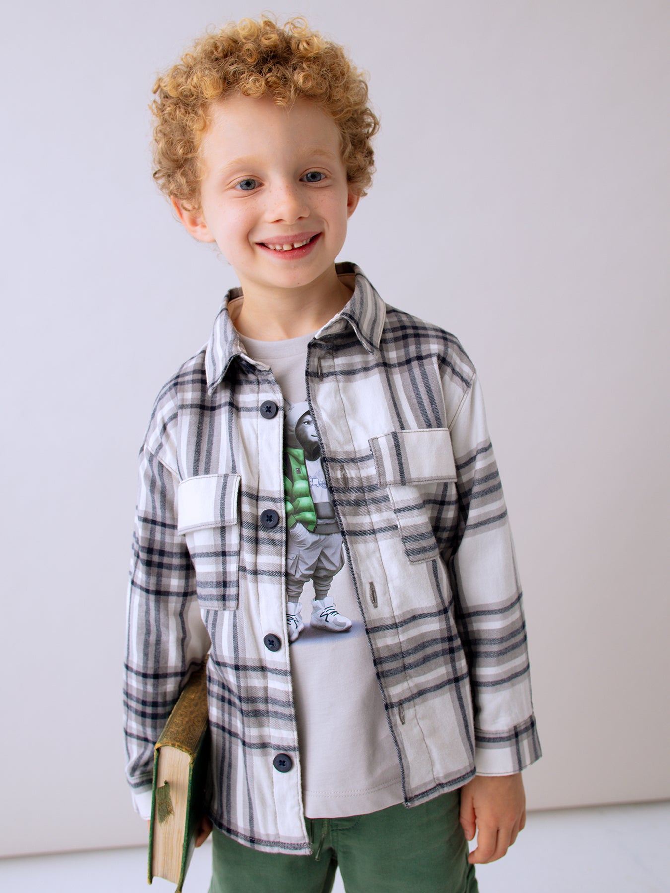 Checked Overshirt Grey Marl