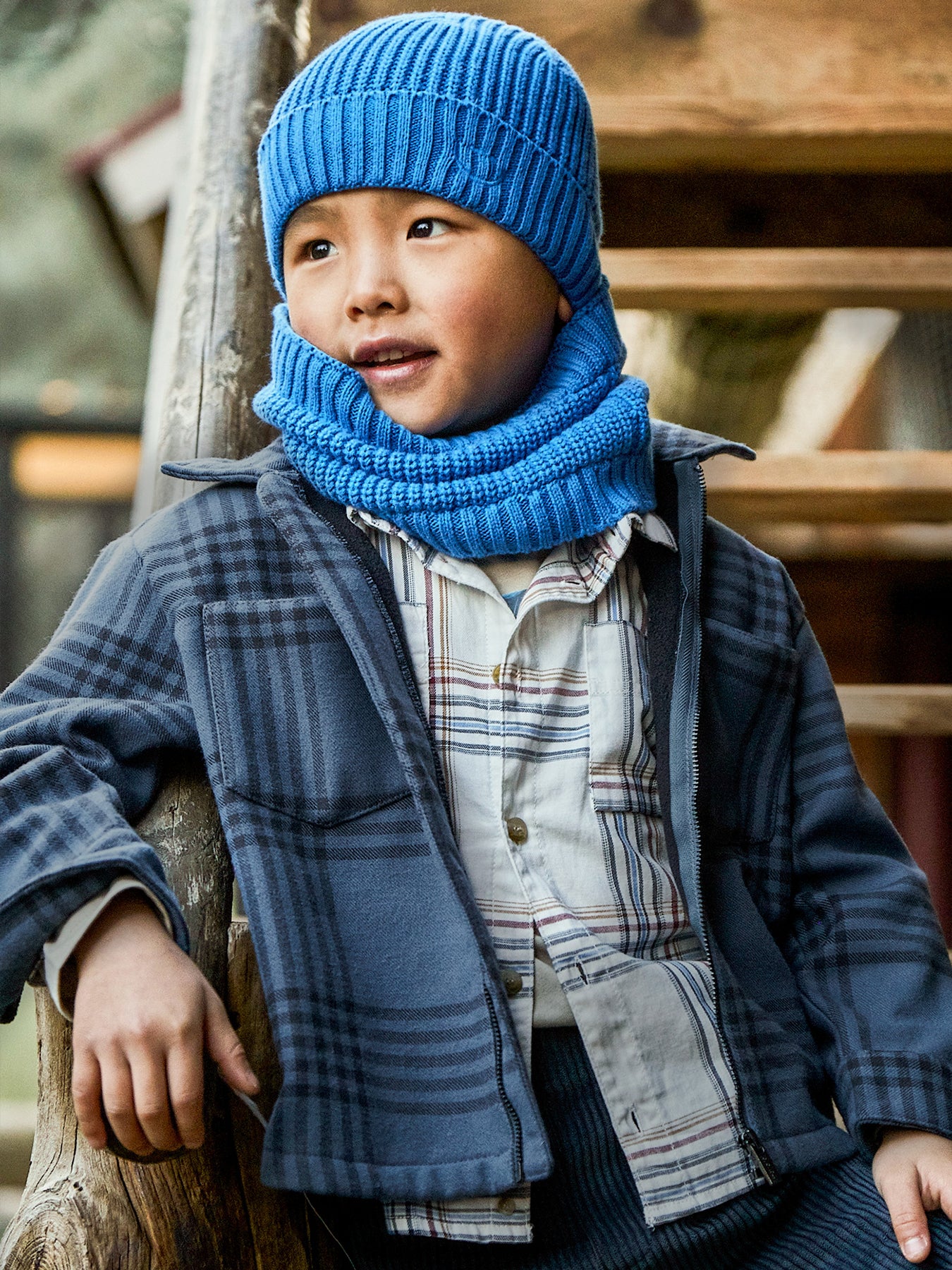 Check Jacket Steel Blue