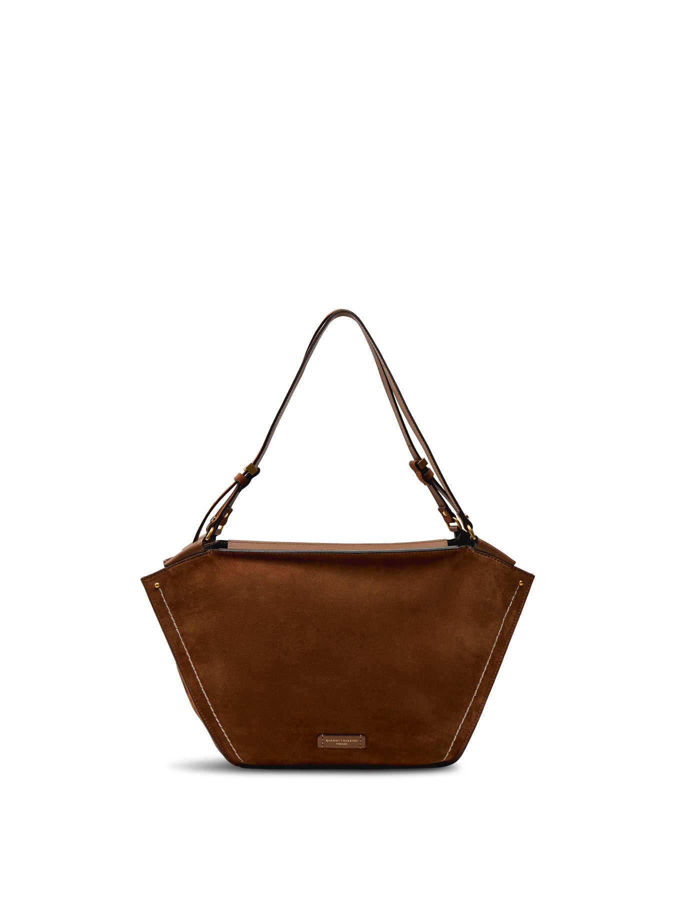 Bloom Suede Shoulder Tote Cognac