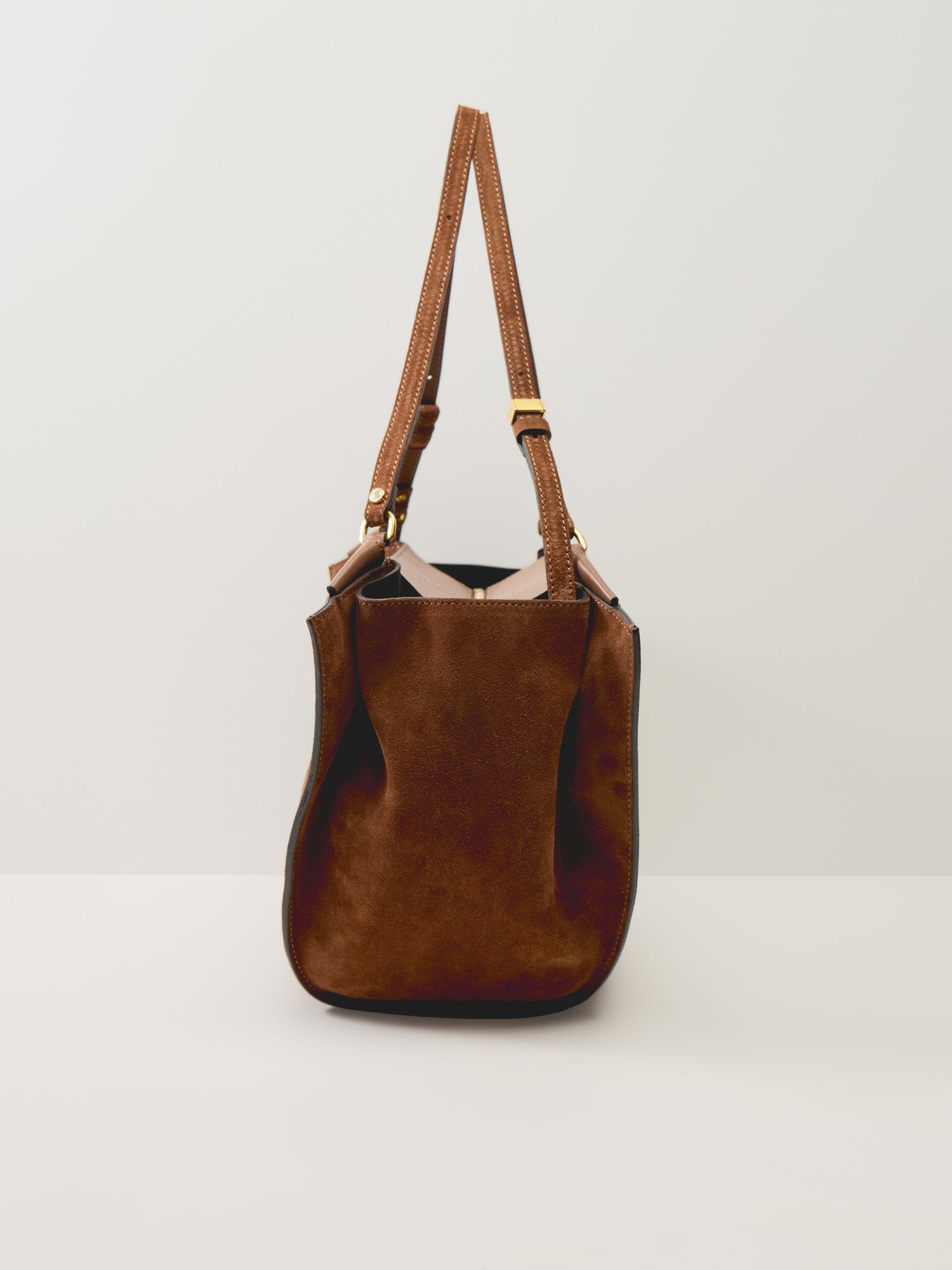 Bloom Suede Shoulder Tote Cognac