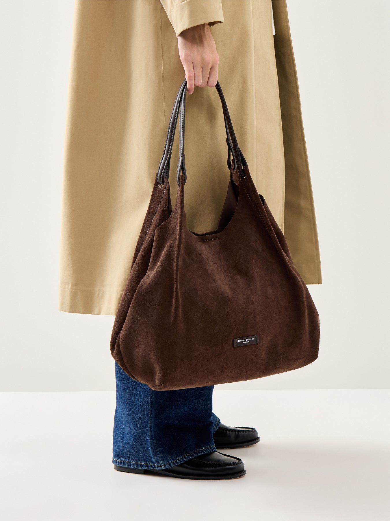 Dua Suede L Shoulder Tote Moka